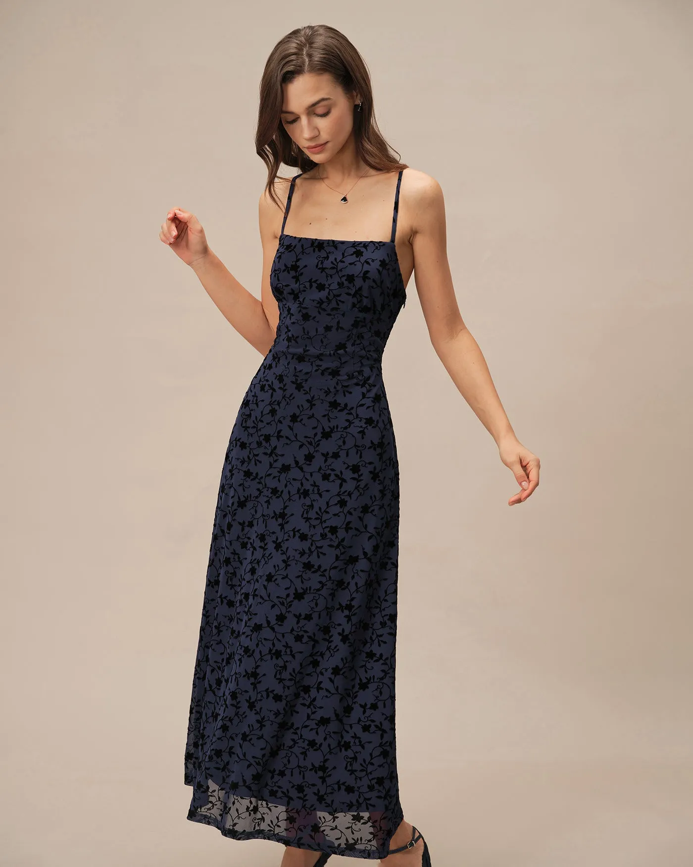 Blue X Cross Floral Slip Maxi Dress sold by rihoas product image thumbnail 5