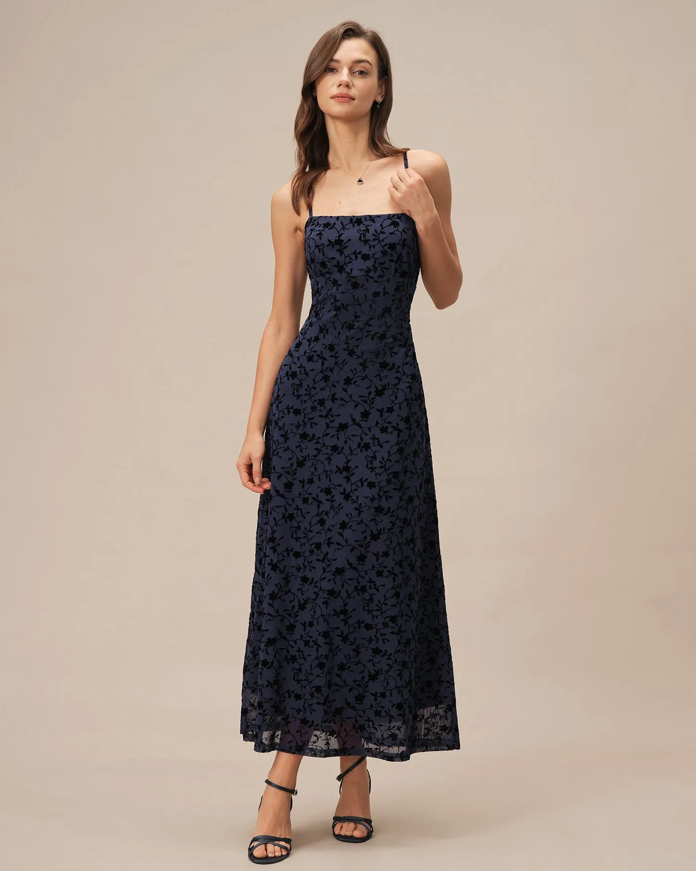 Blue X Cross Floral Slip Maxi Dress sold by rihoas product image thumbnail 4