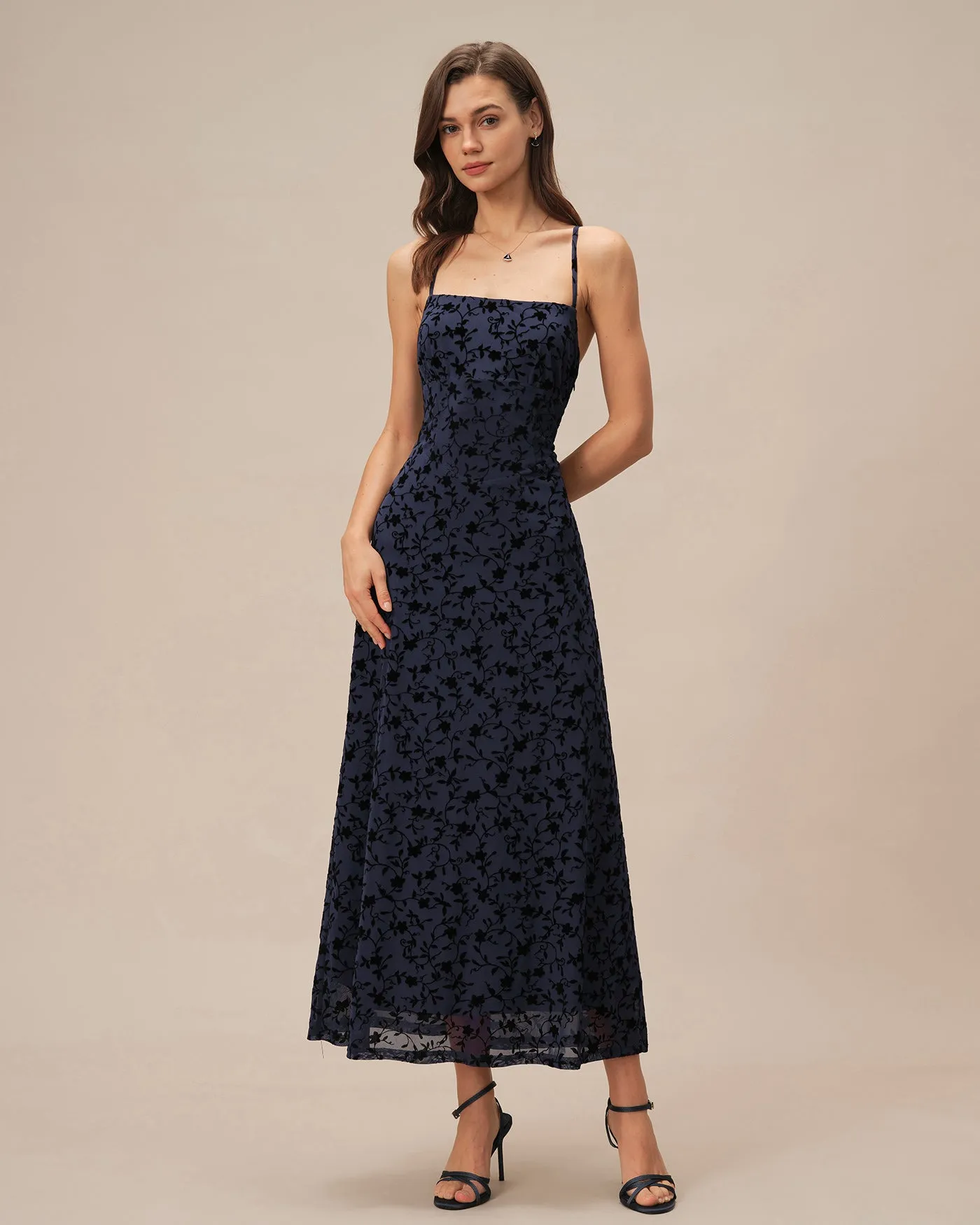 Blue X Cross Floral Slip Maxi Dress sold by rihoas product image thumbnail 3