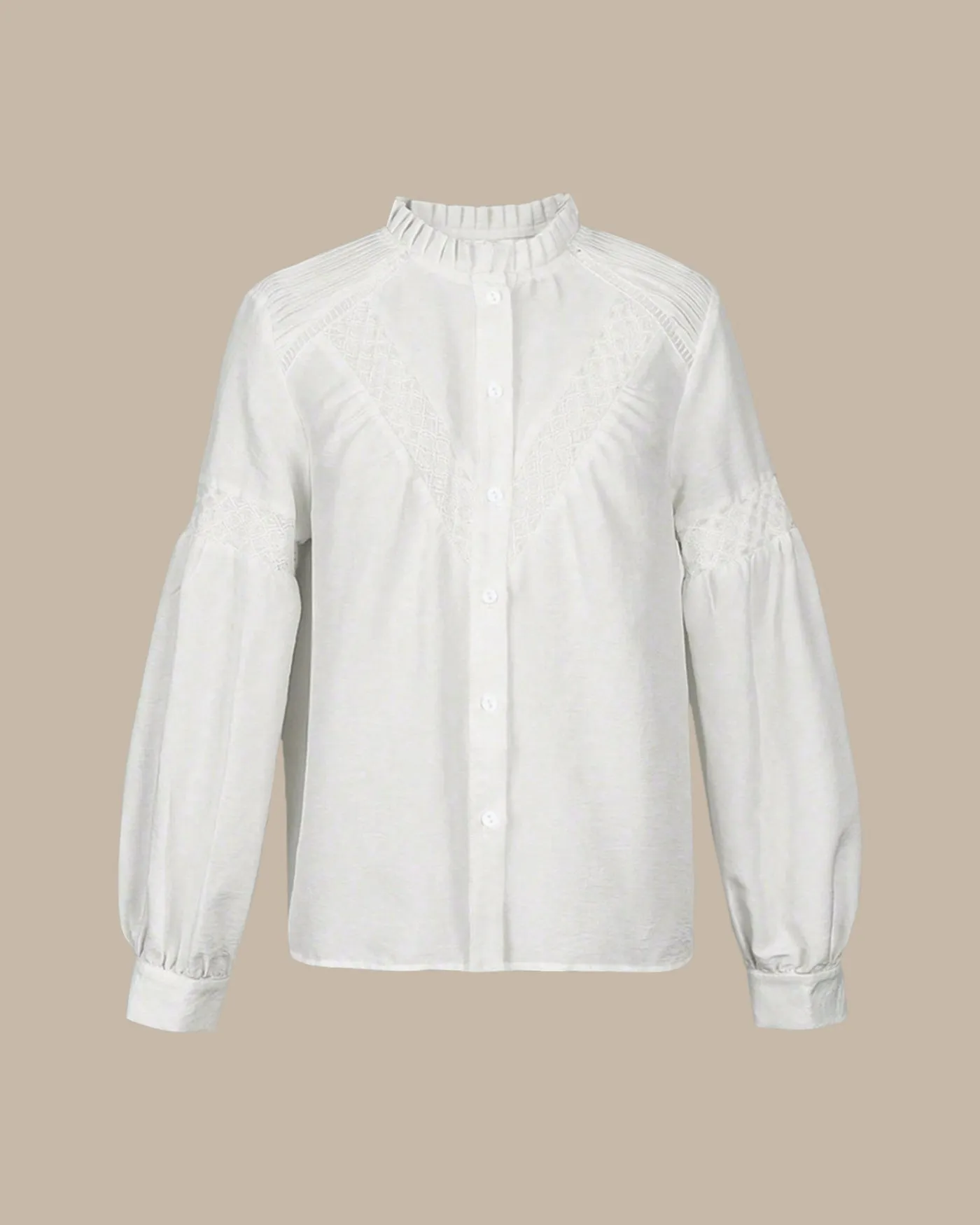 White Button Ruffled Shirt sold by rihoas product image thumbnail 2