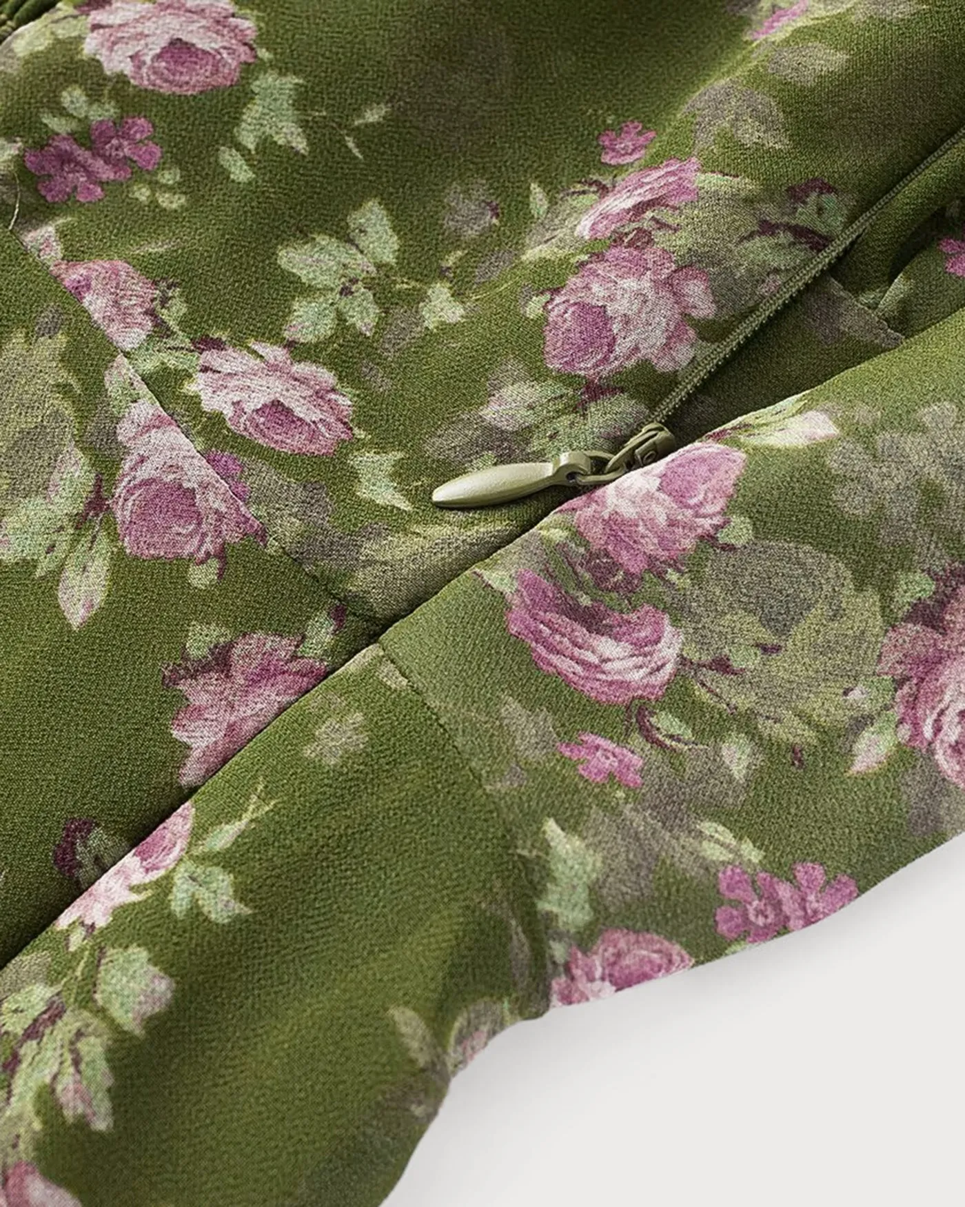 Green Shirred Floral Slip Midi Dress sold by rihoas product image thumbnail 4