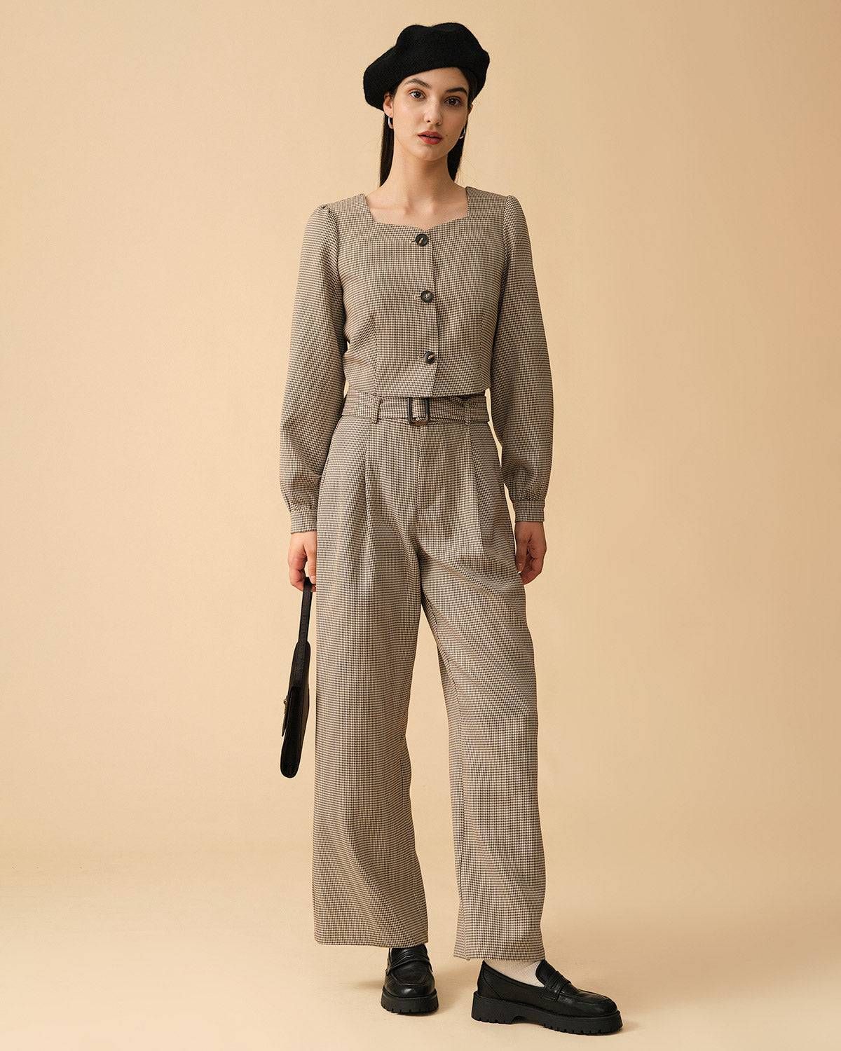The Houndstooth Belted Straight Pants sold by rihoas product image thumbnail 4