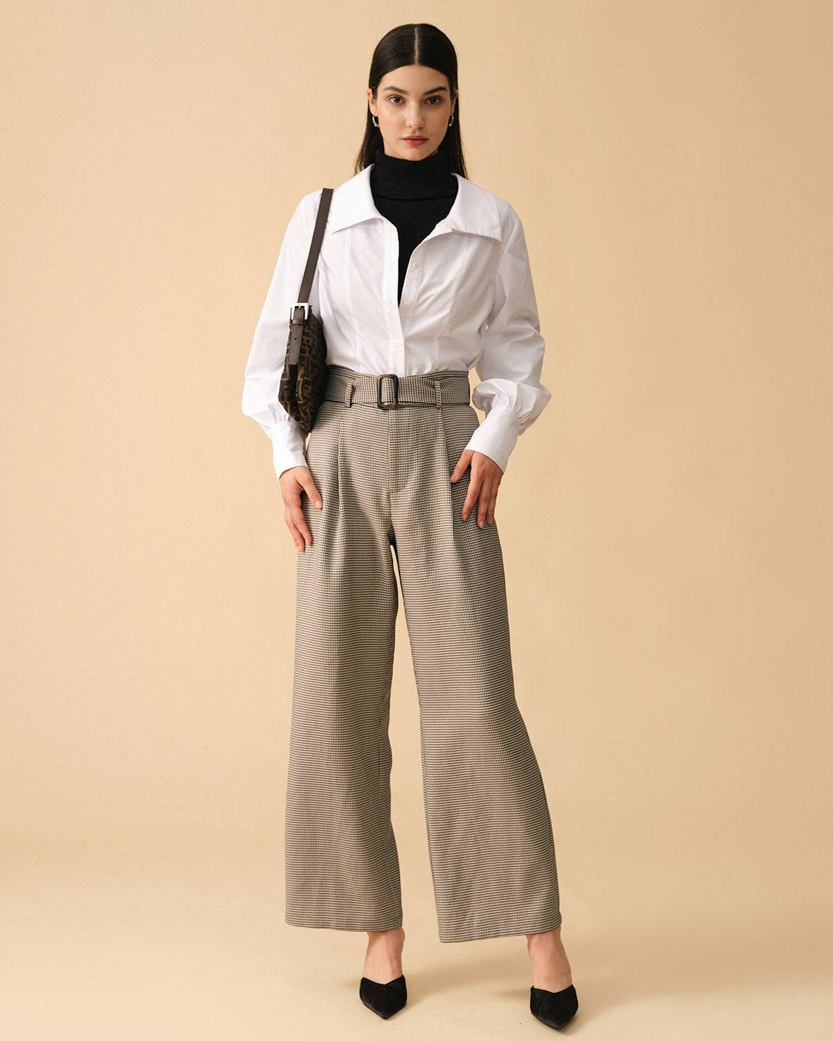 The Houndstooth Belted Straight Pants sold by rihoas product image thumbnail 3
