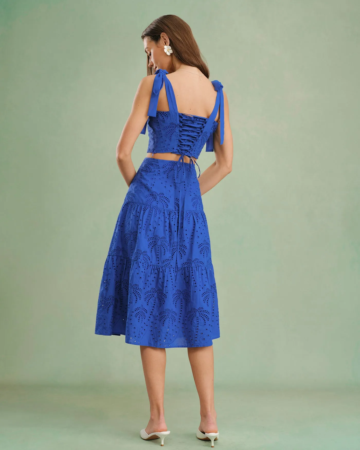 Blue Sweetheart Neck Embroidery Cami Top sold by rihoas product image thumbnail 5