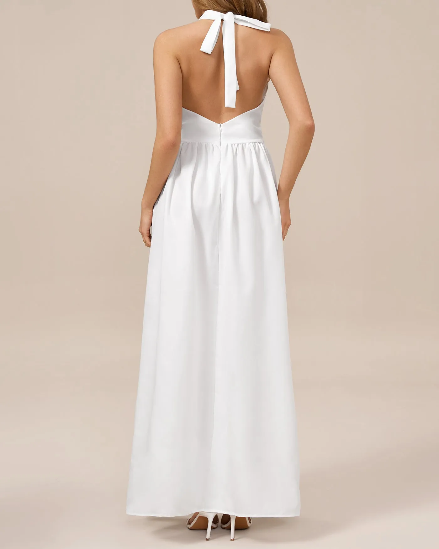 White Halter Tunic Maxi Dress sold by rihoas product image thumbnail 4