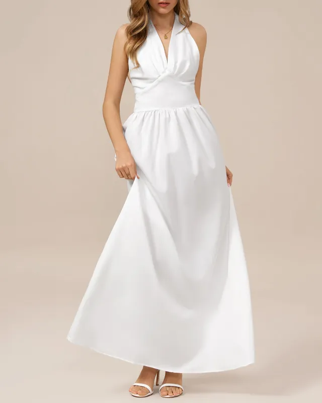 White Halter Tunic Maxi Dress sold by rihoas