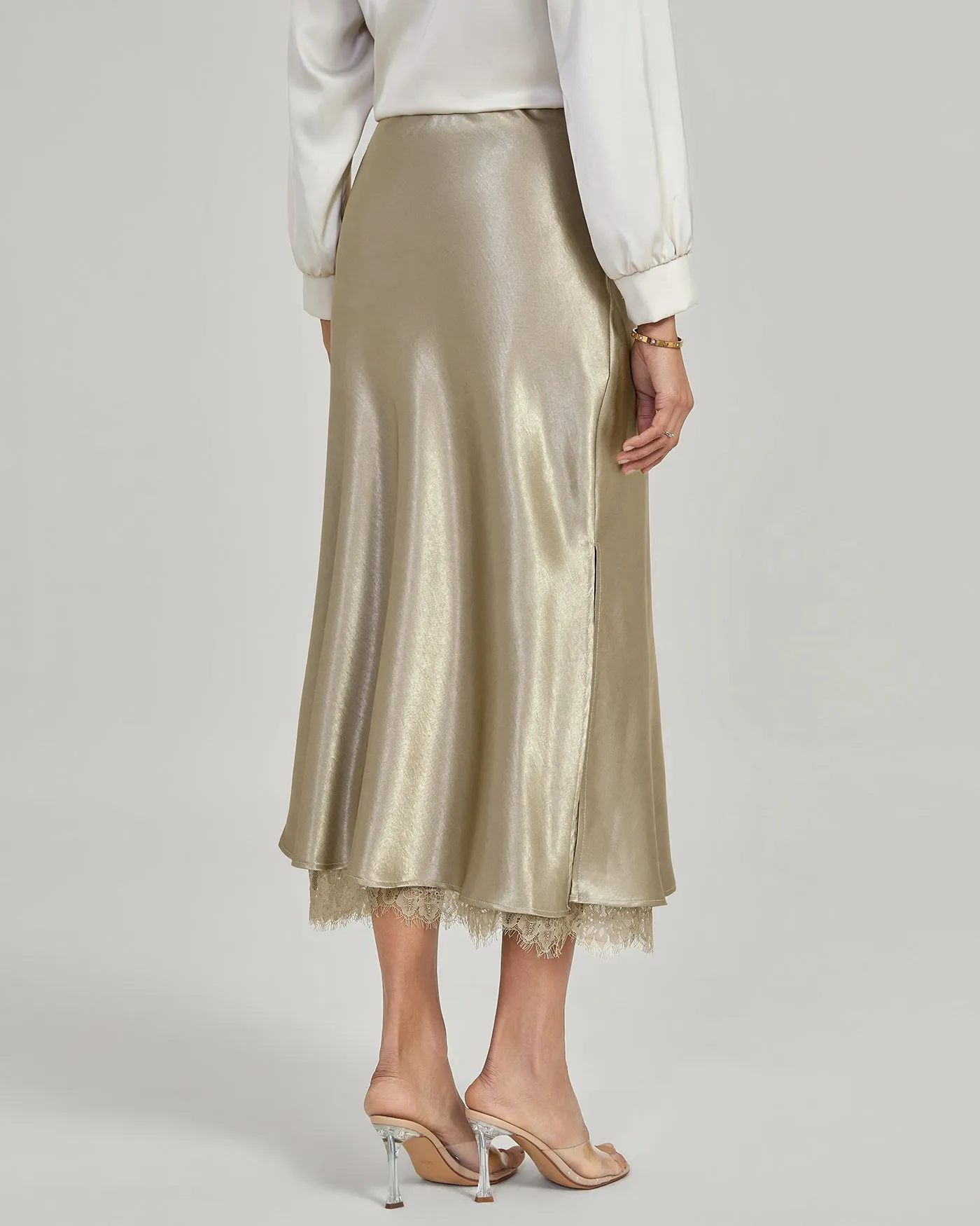 Apricot Elastic Waist Midi Skirt sold by rihoas product image thumbnail 5