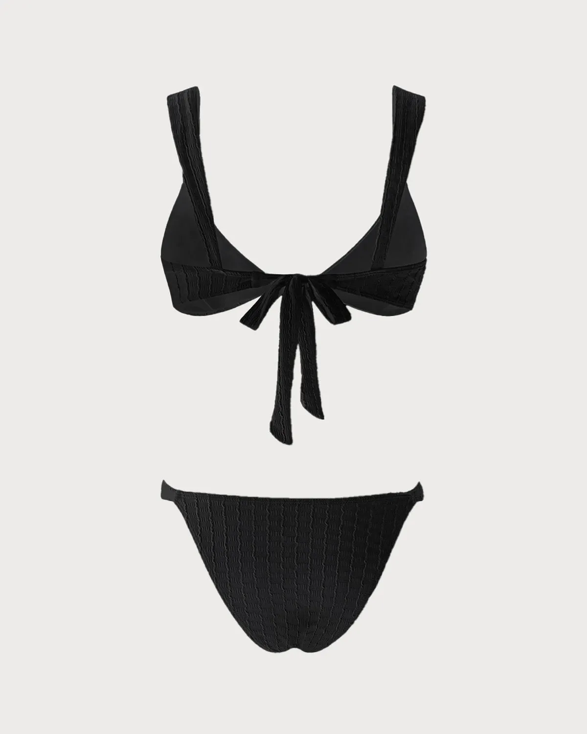 Black V Neck Bralette Bikini Set sold by rihoas product image thumbnail 2