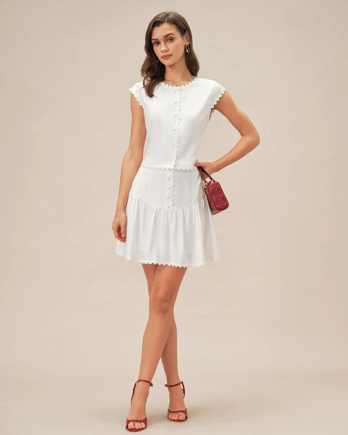 White Cap Sleeve Button Blouse sold by rihoas product image thumbnail 5