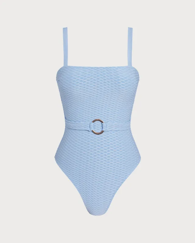 Blue O-Ring Bandeau One Piece Swimwear sold by rihoas