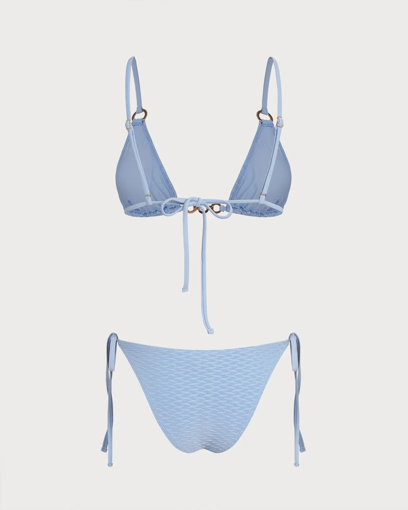 Blue V Neck O-Ring Triangle Bikini Set sold by rihoas product image thumbnail 2