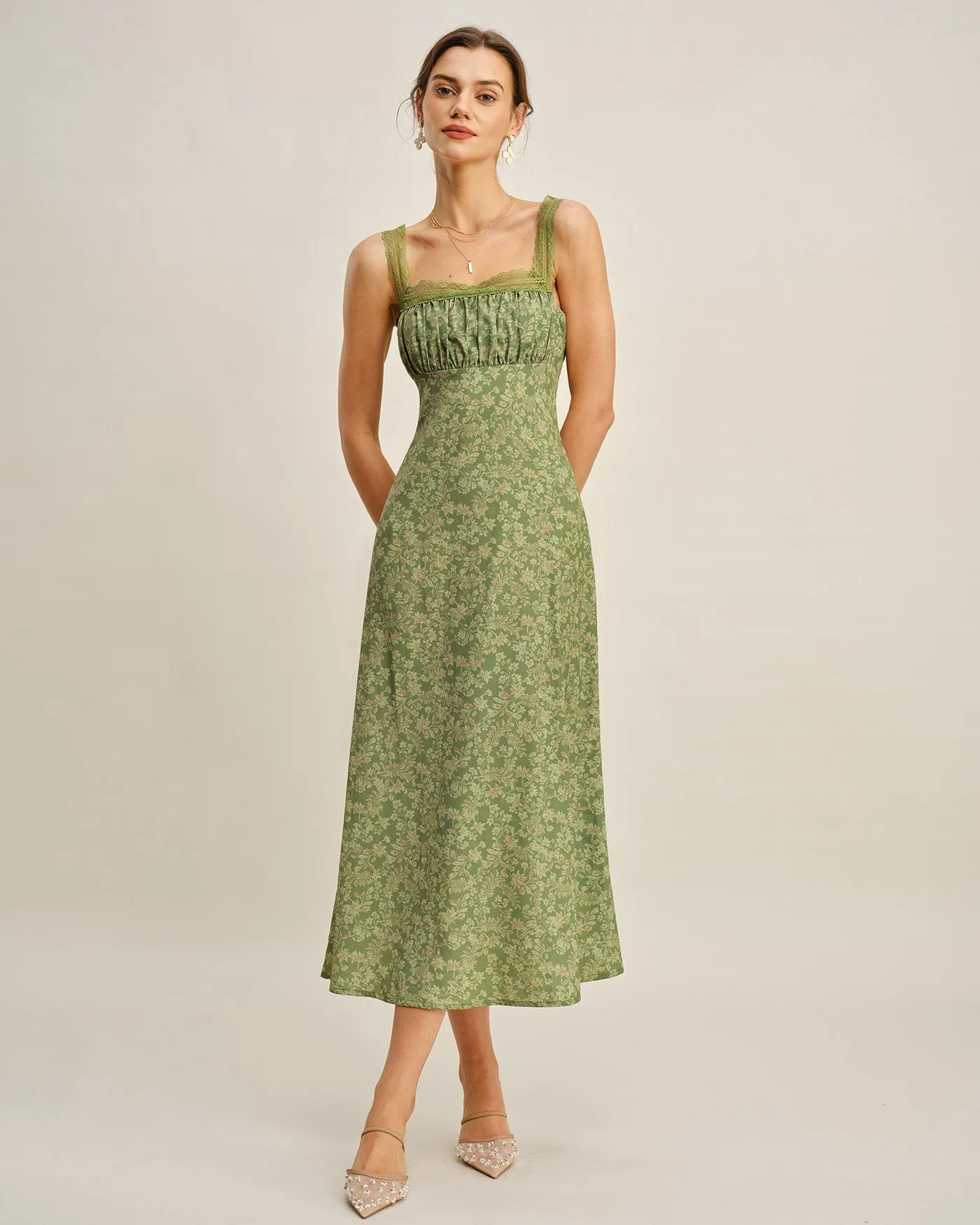 Green Floral Lace Maxi Dress sold by rihoas
