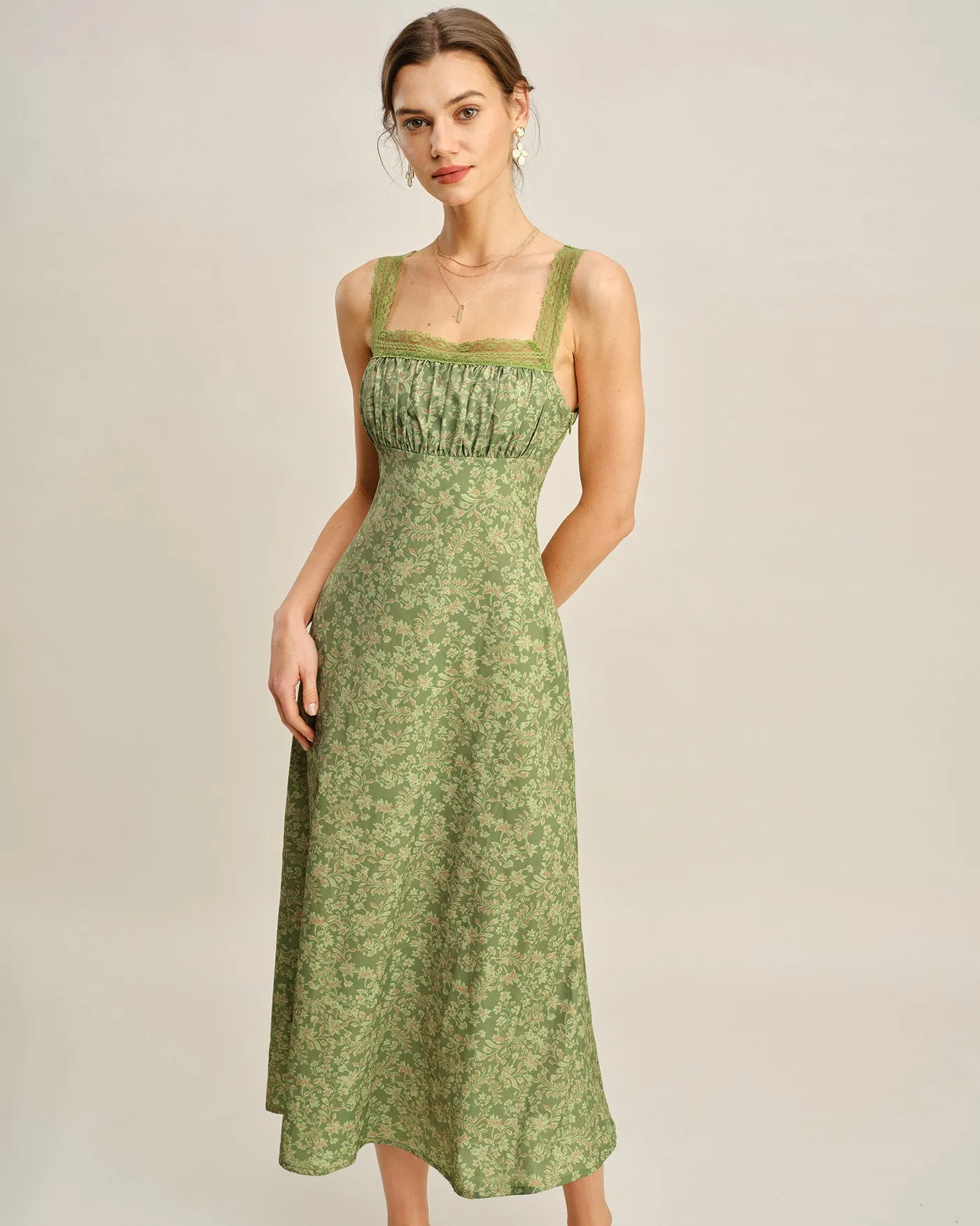 Green Floral Lace Maxi Dress sold by rihoas product image thumbnail 2