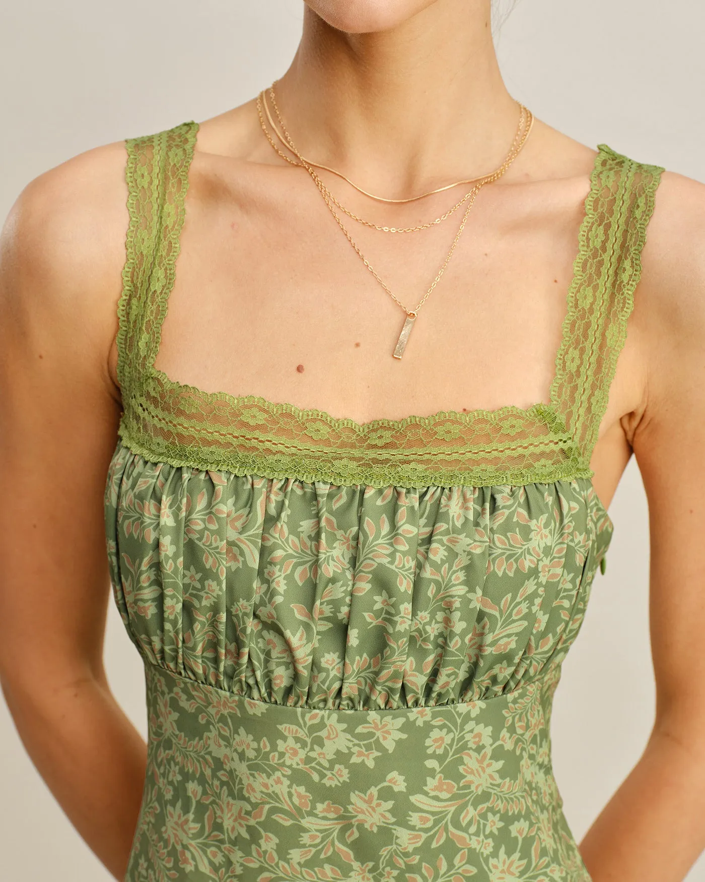 Green Floral Lace Maxi Dress sold by rihoas product image thumbnail 3