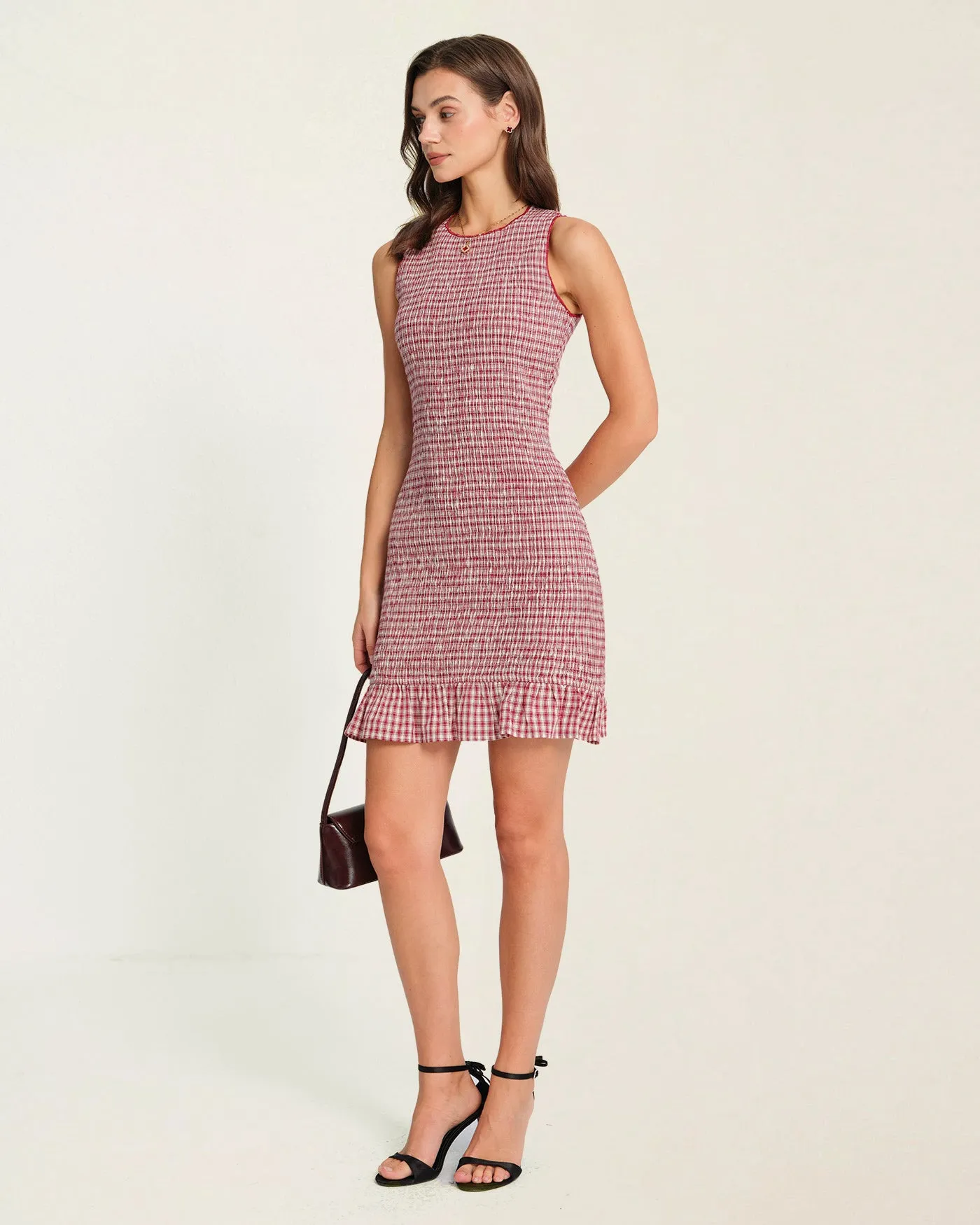 Red Ruffle Plaid Mini Dress sold by rihoas product image thumbnail 5