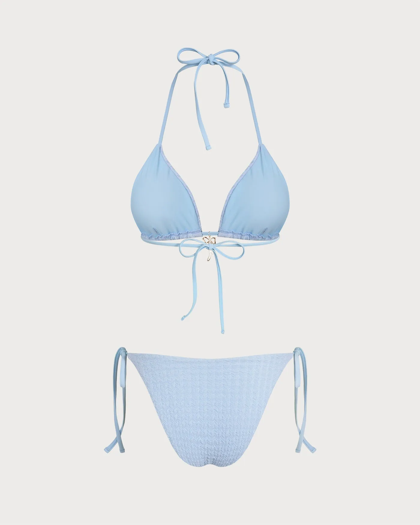 Blue Halter Drawstring Triangle Bikini Set sold by rihoas product image thumbnail 2
