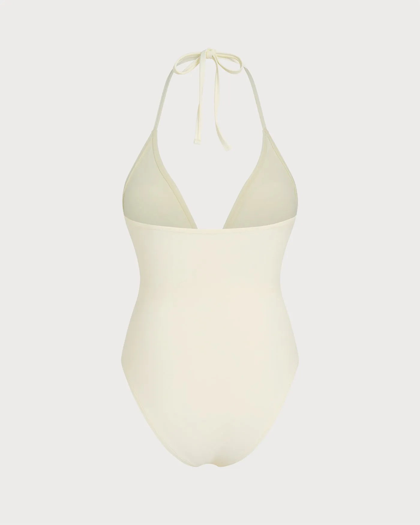Off White Halter Bralette One Piece Swimsuit sold by rihoas product image thumbnail 2