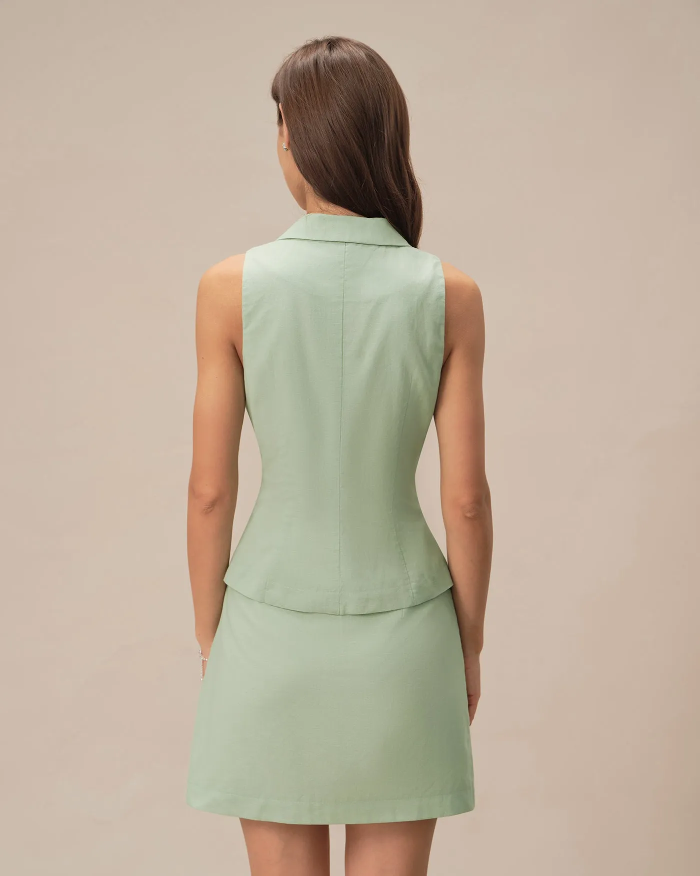Green Solid A-Line Mini Skirt sold by rihoas product image thumbnail 5