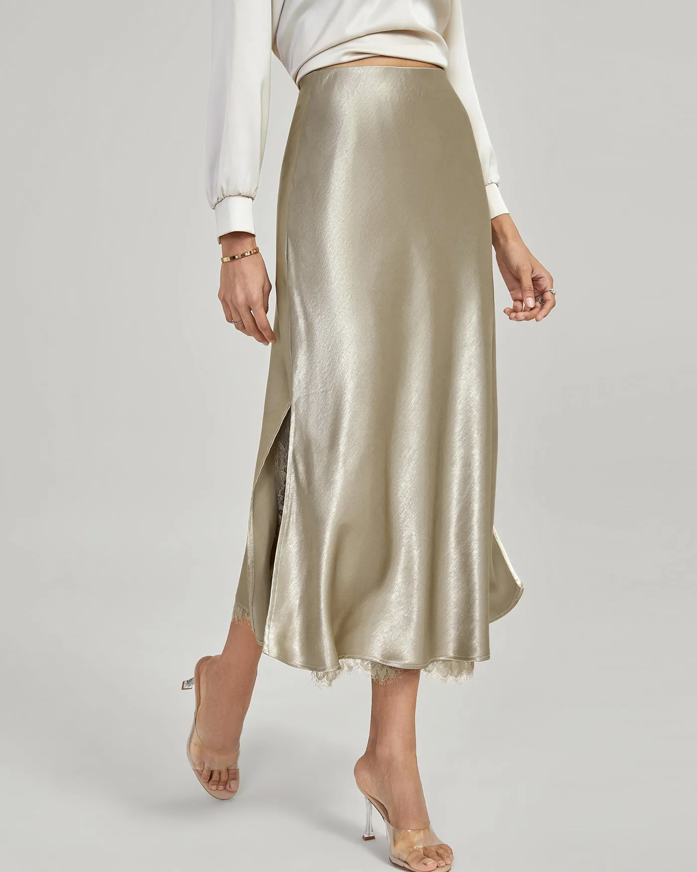 Apricot Elastic Waist Midi Skirt sold by rihoas product image thumbnail 2