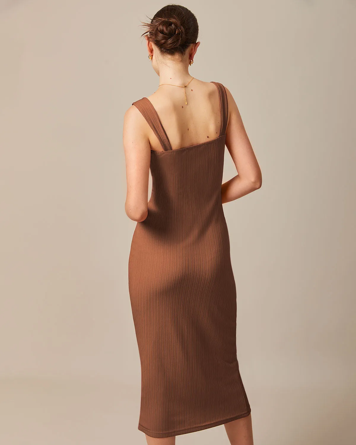 The Caramel Square Neck Ribbed Midi Dress sold by rihoas product image thumbnail 3