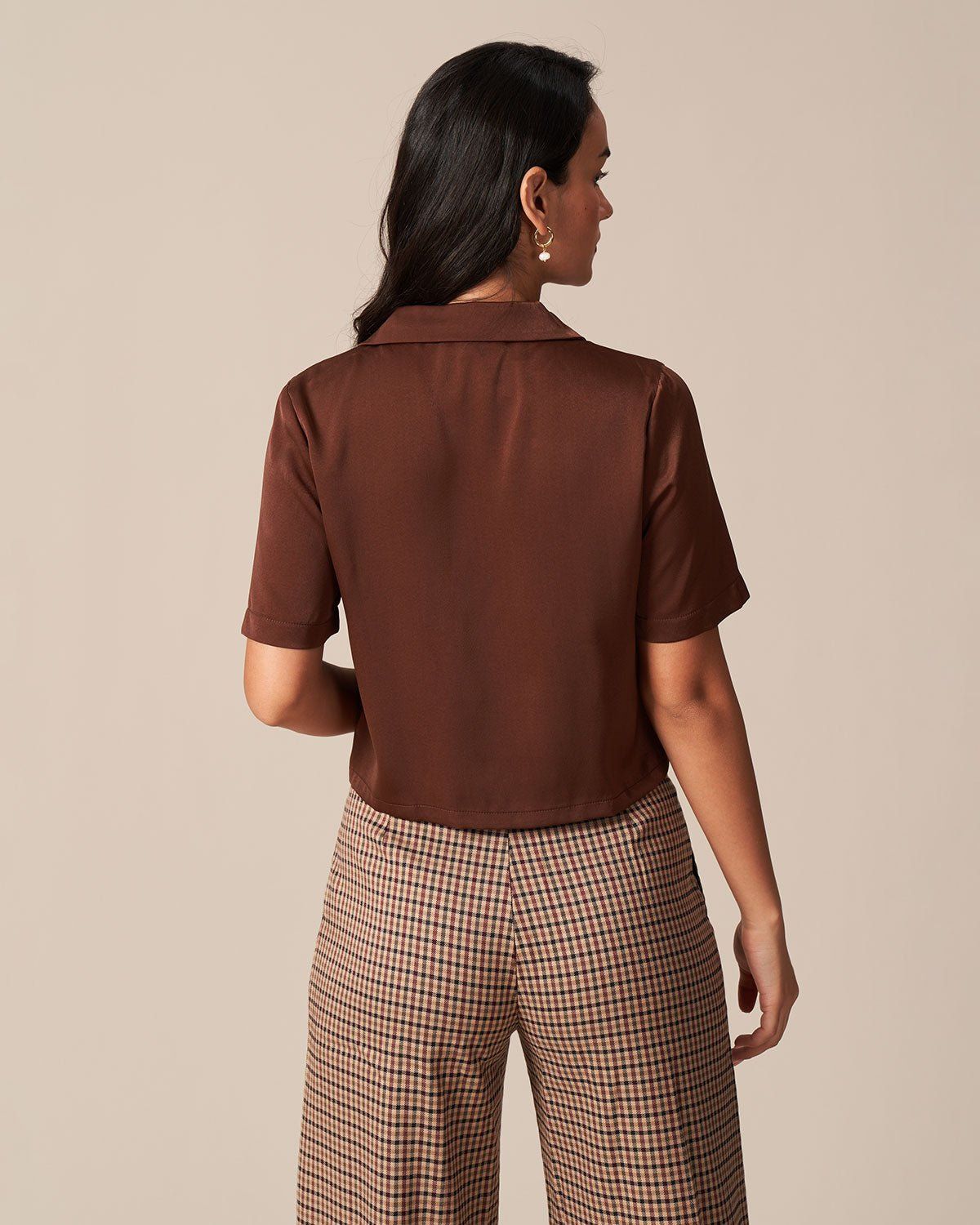 The Coffee V Neck Button Short Sleeve Shirt sold by rihoas product image thumbnail 5