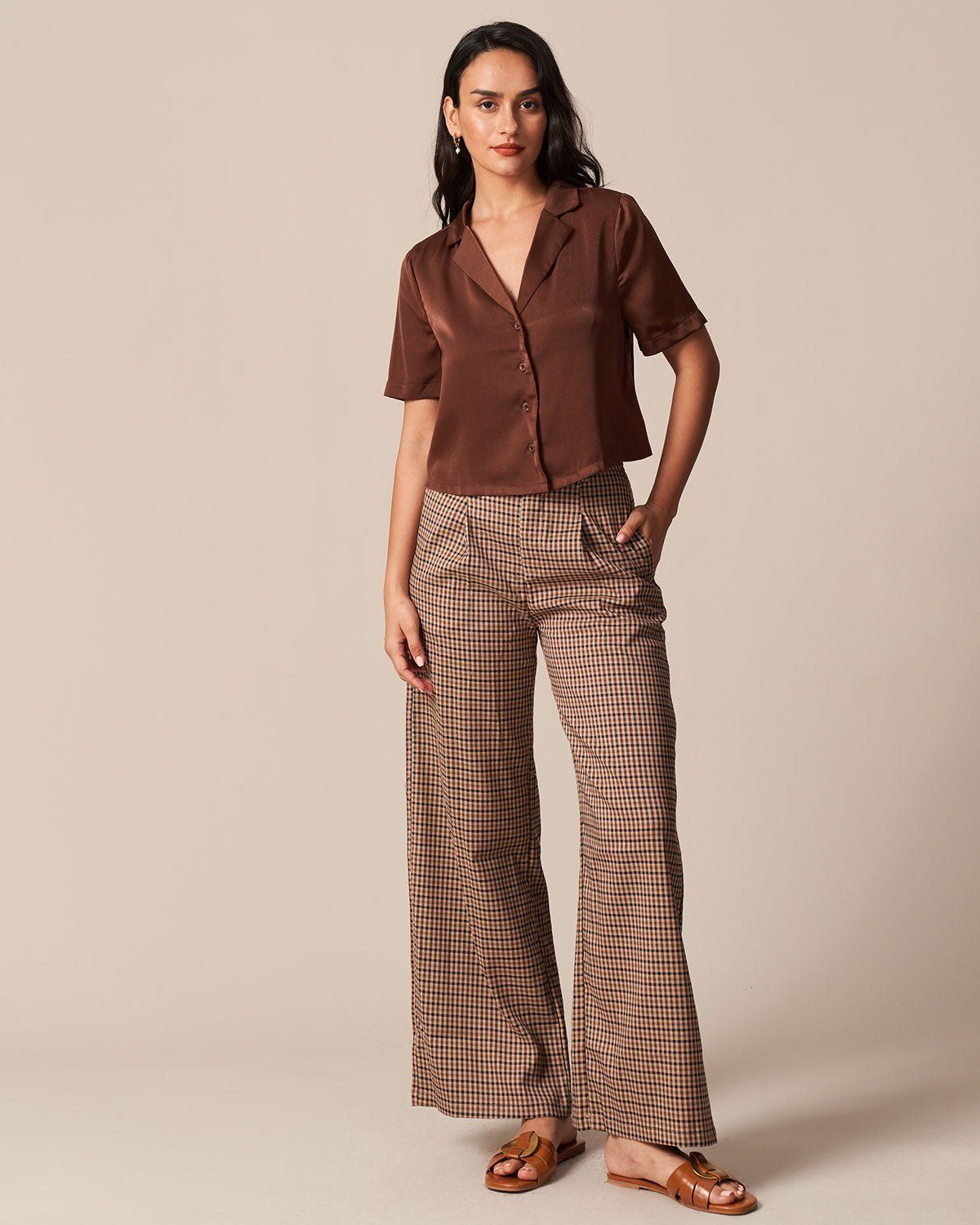 The Coffee V Neck Button Short Sleeve Shirt sold by rihoas product image thumbnail 2