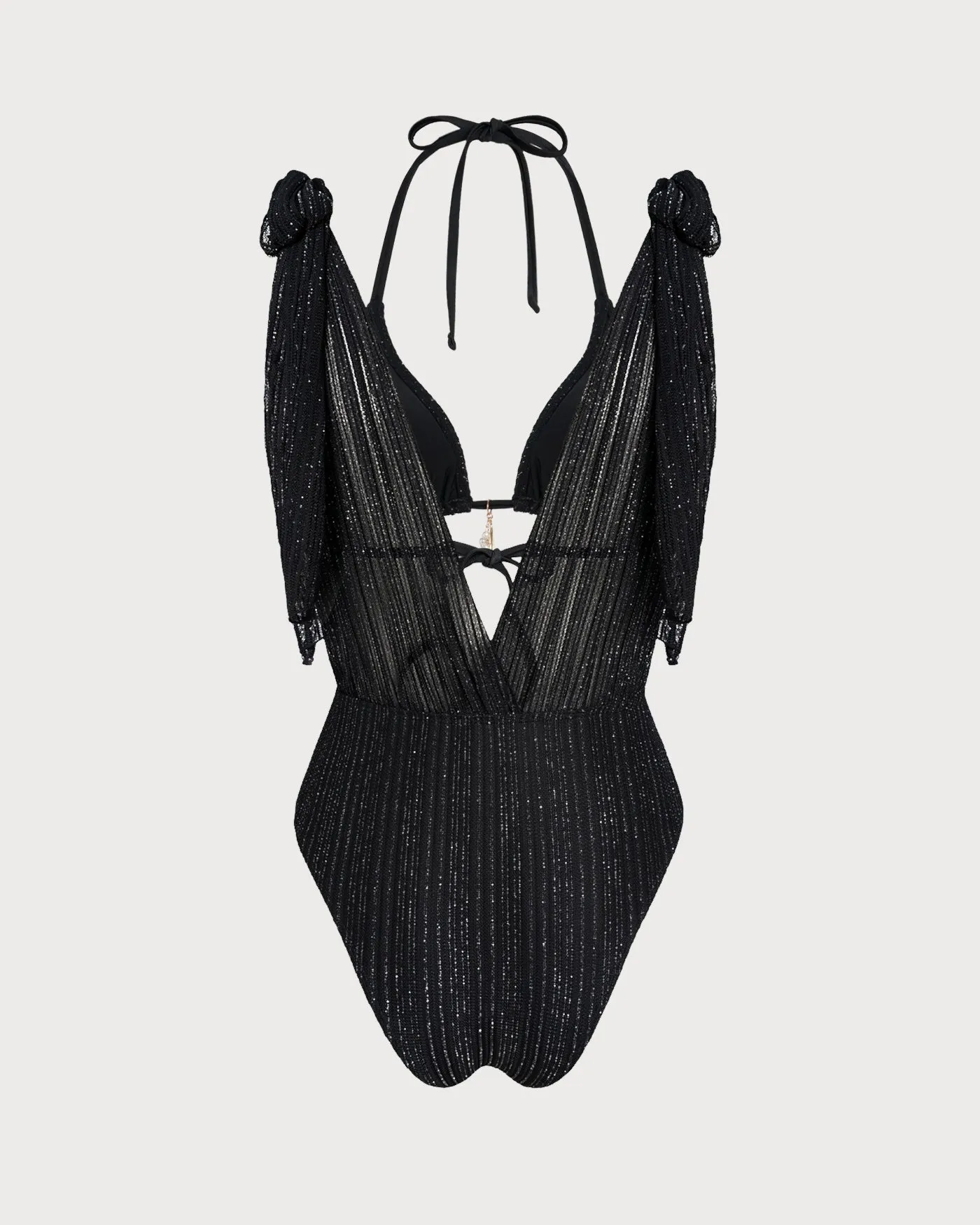 Black Halter Drawstring Triangle Bikini Set sold by rihoas product image thumbnail 3
