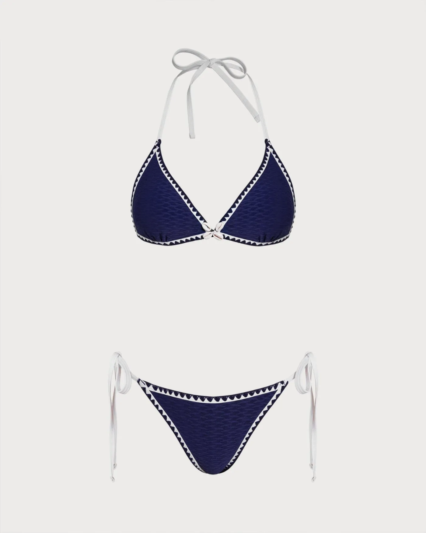 Blue Drawstring Triangle Bikini Set sold by rihoas