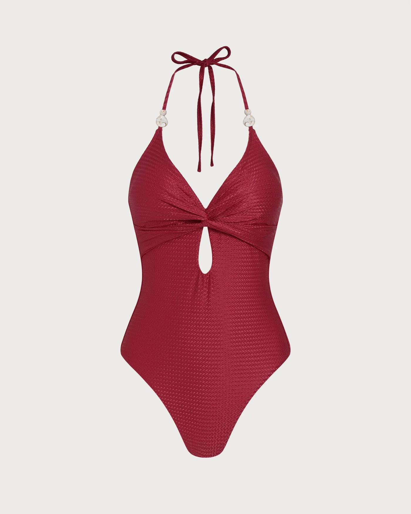 Red Halter Bralette One Piece Swimwear sold by rihoas product image thumbnail 2
