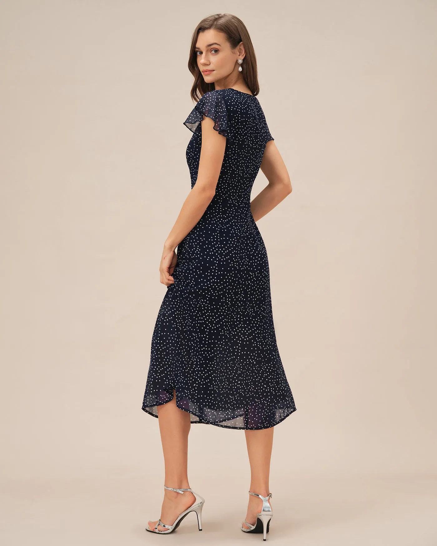 Blue Polka Dot Midi Dress sold by rihoas product image thumbnail 5