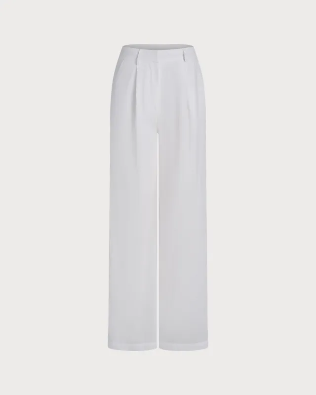 White Solid Casual Pants sold by rihoas