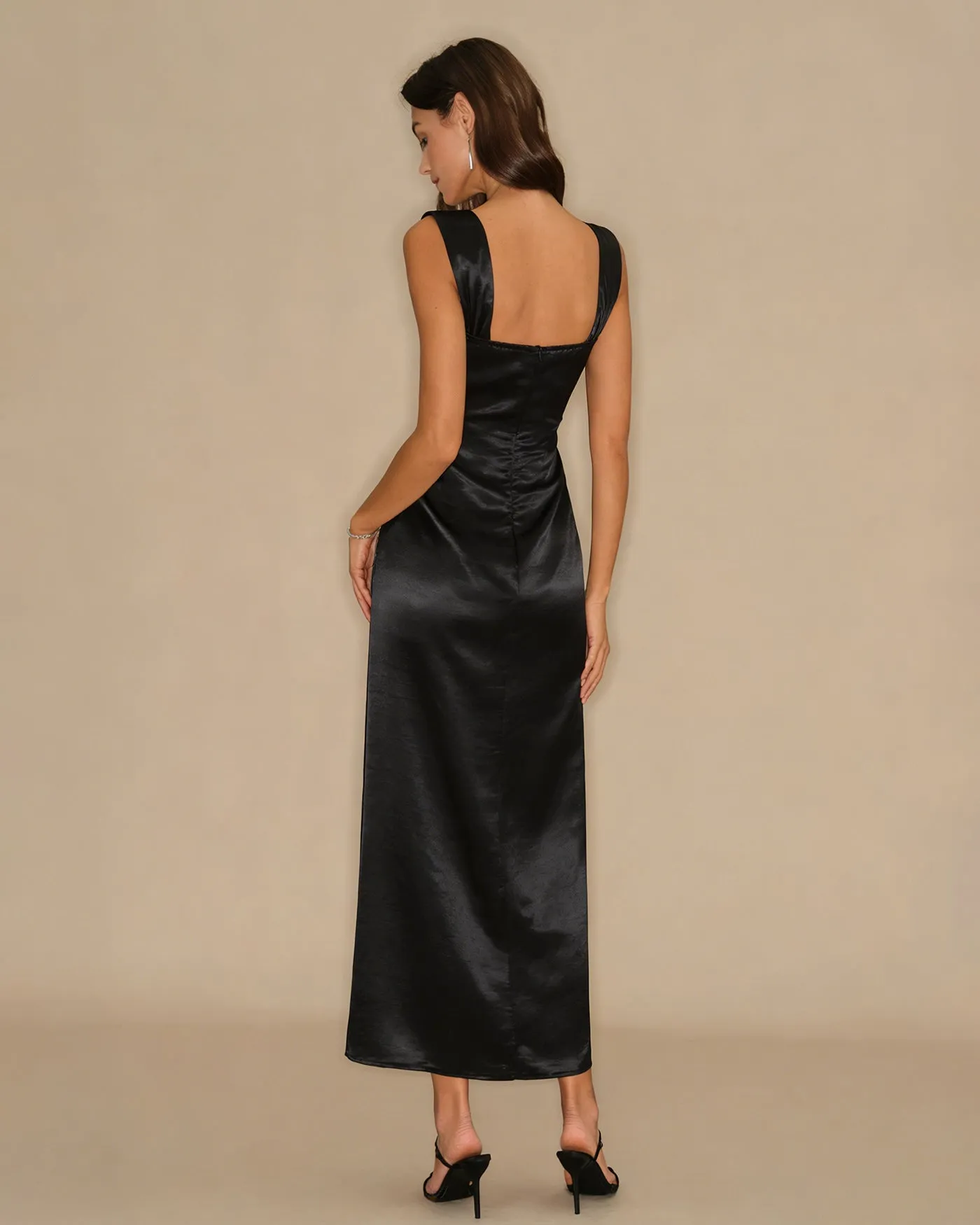 Black A-Line Slip Maxi Dress sold by rihoas product image thumbnail 5
