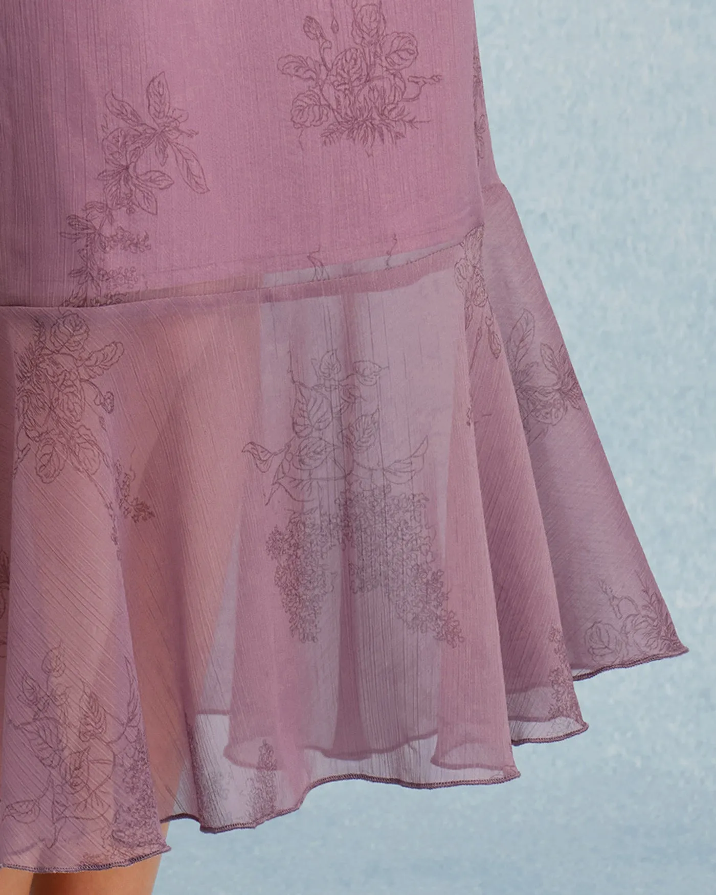 Purple Floral Mermaid Midi Skirt sold by rihoas product image thumbnail 5