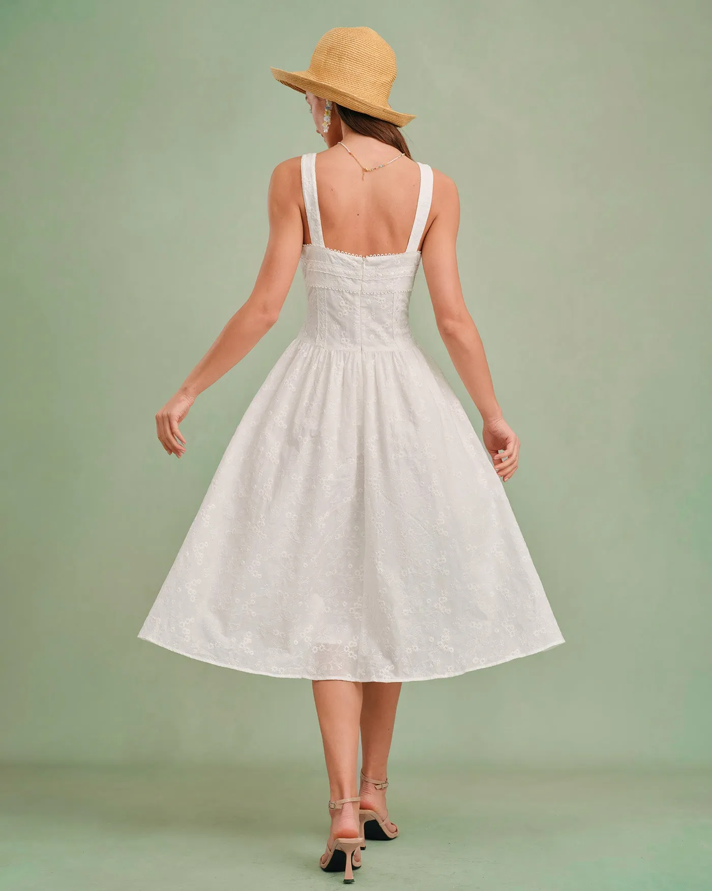 White Square Neck Slip Midi Dress sold by rihoas product image thumbnail 5