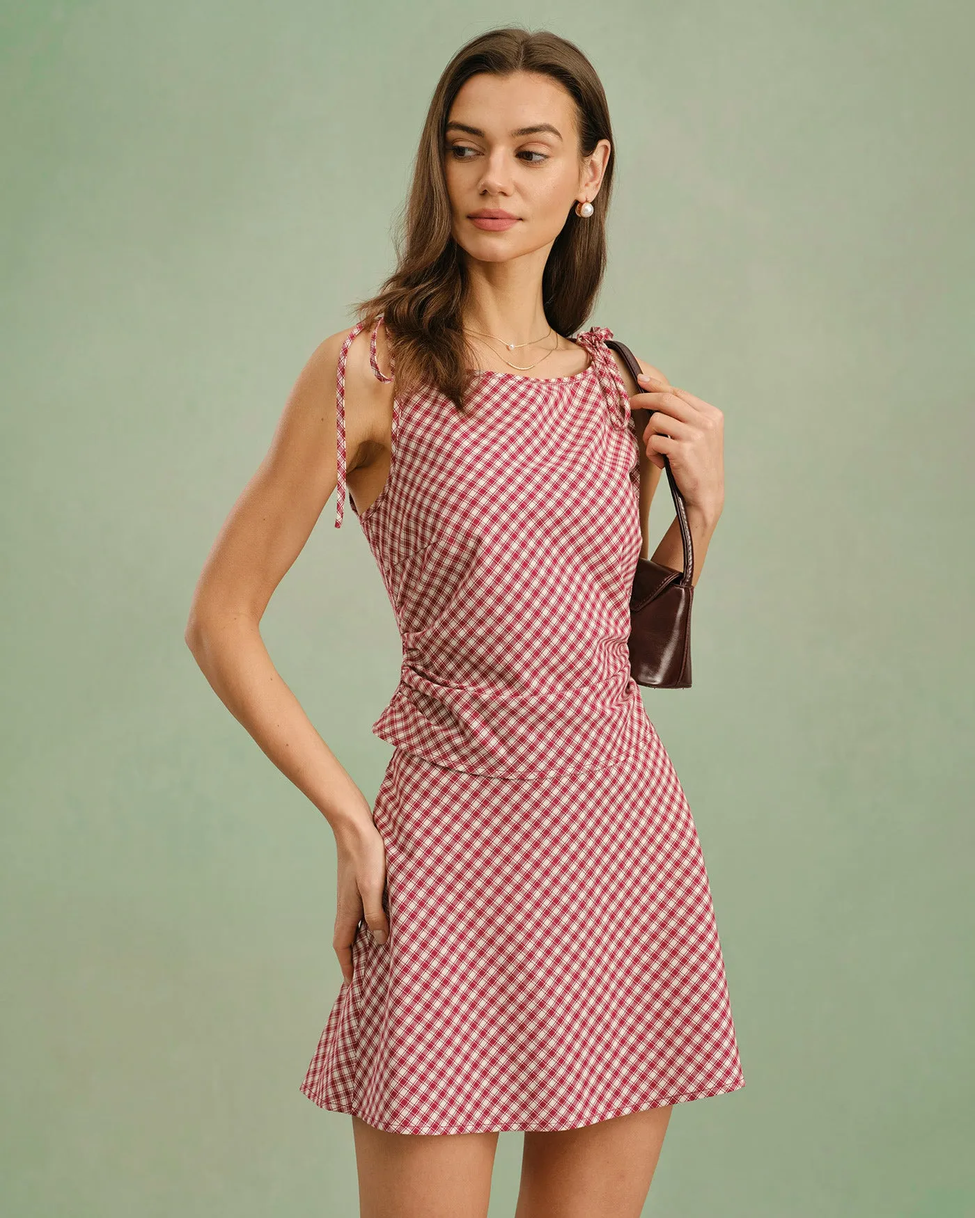 Red Boat Neck Plaid Tank Top sold by rihoas product image thumbnail 4