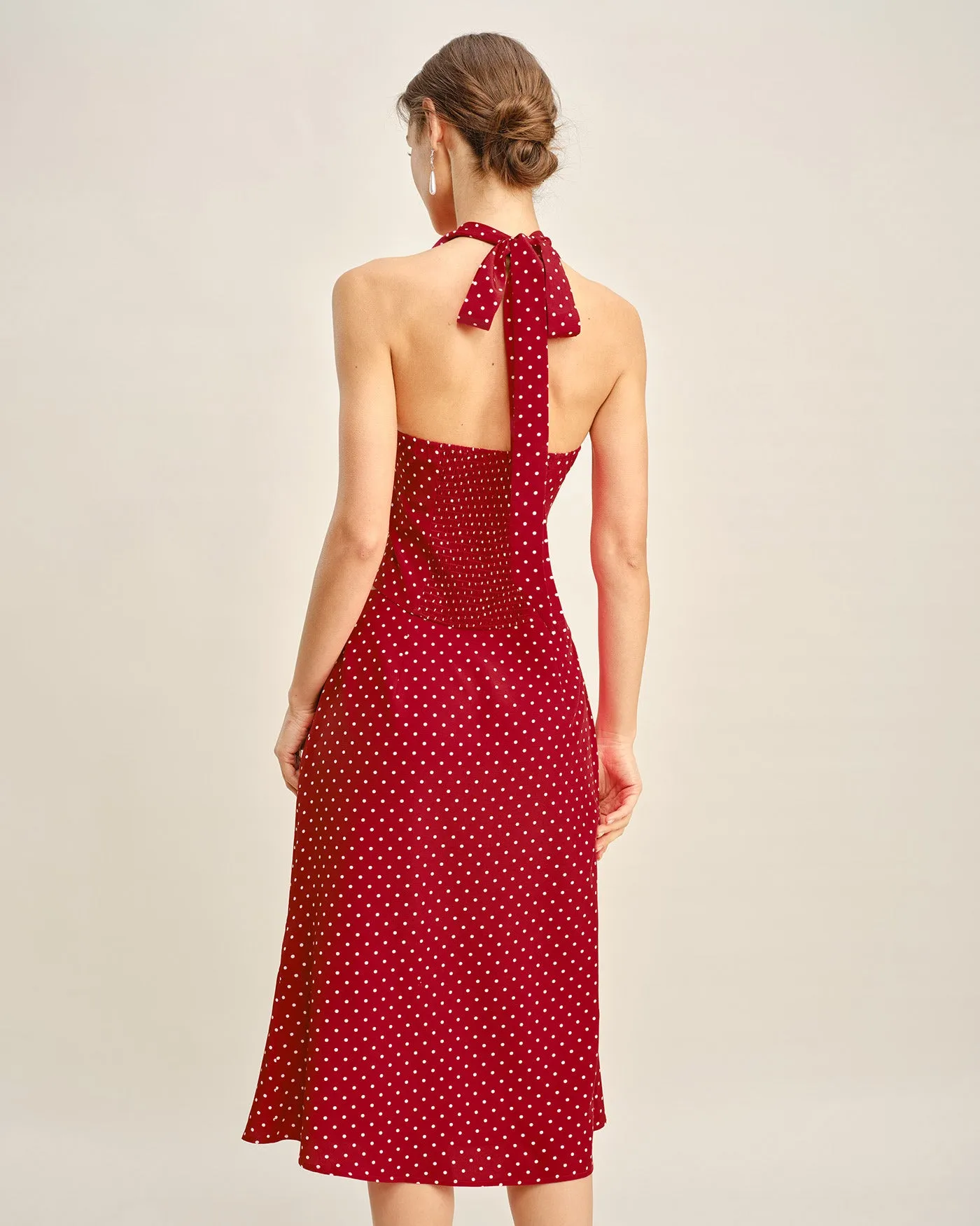 Red Polka Dot Mermaid Midi Skirt sold by rihoas product image thumbnail 3