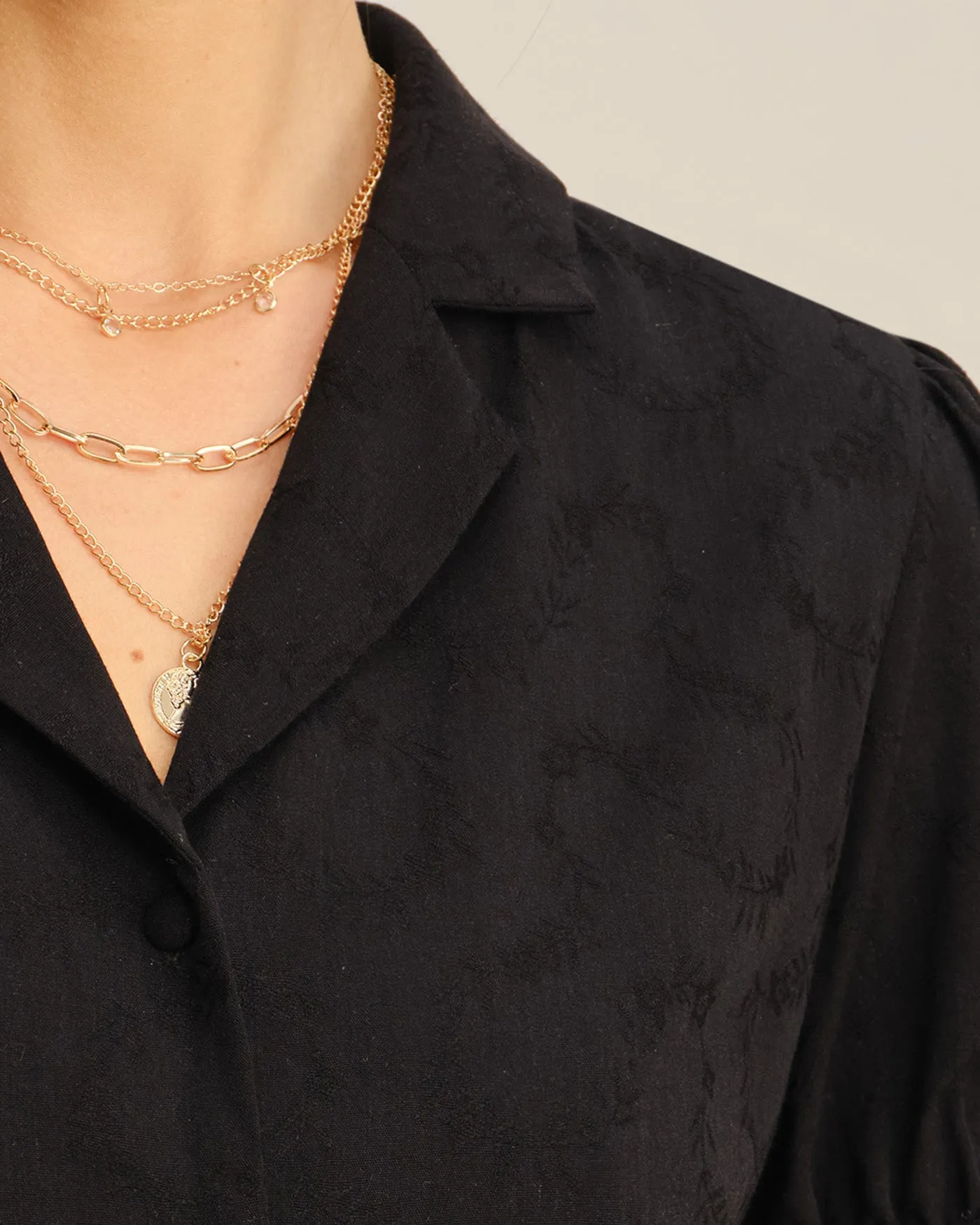 Black Embroidery Collar Button Blouse sold by rihoas product image thumbnail 2