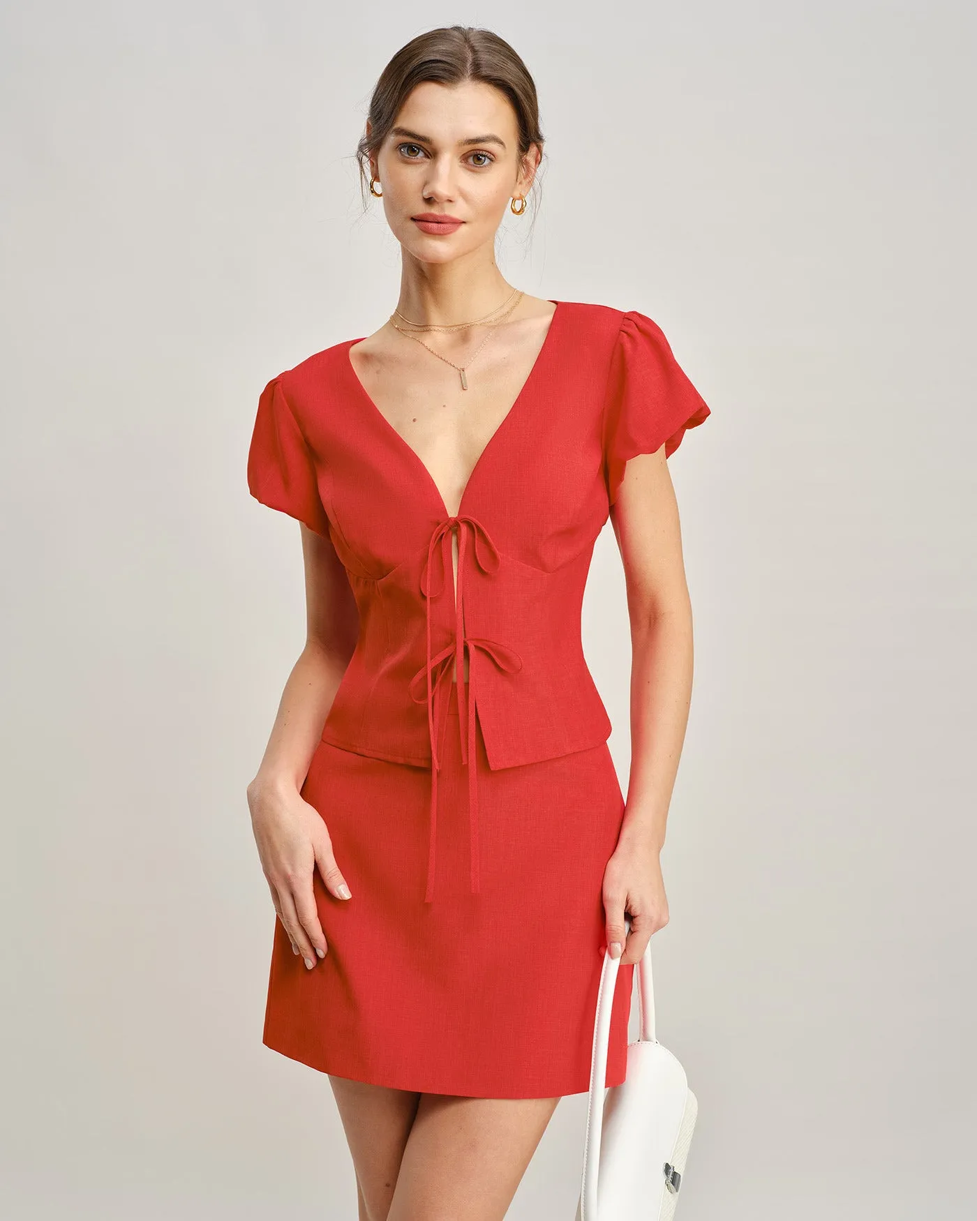 Red Pockets A-Line Mini Skirt sold by rihoas product image thumbnail 3