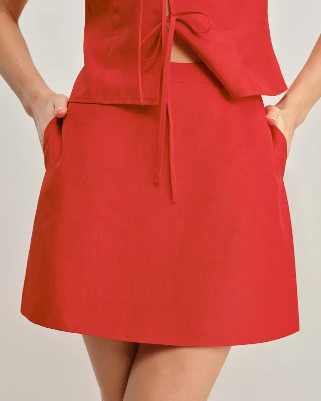 Red Pockets A-Line Mini Skirt made by rihoas