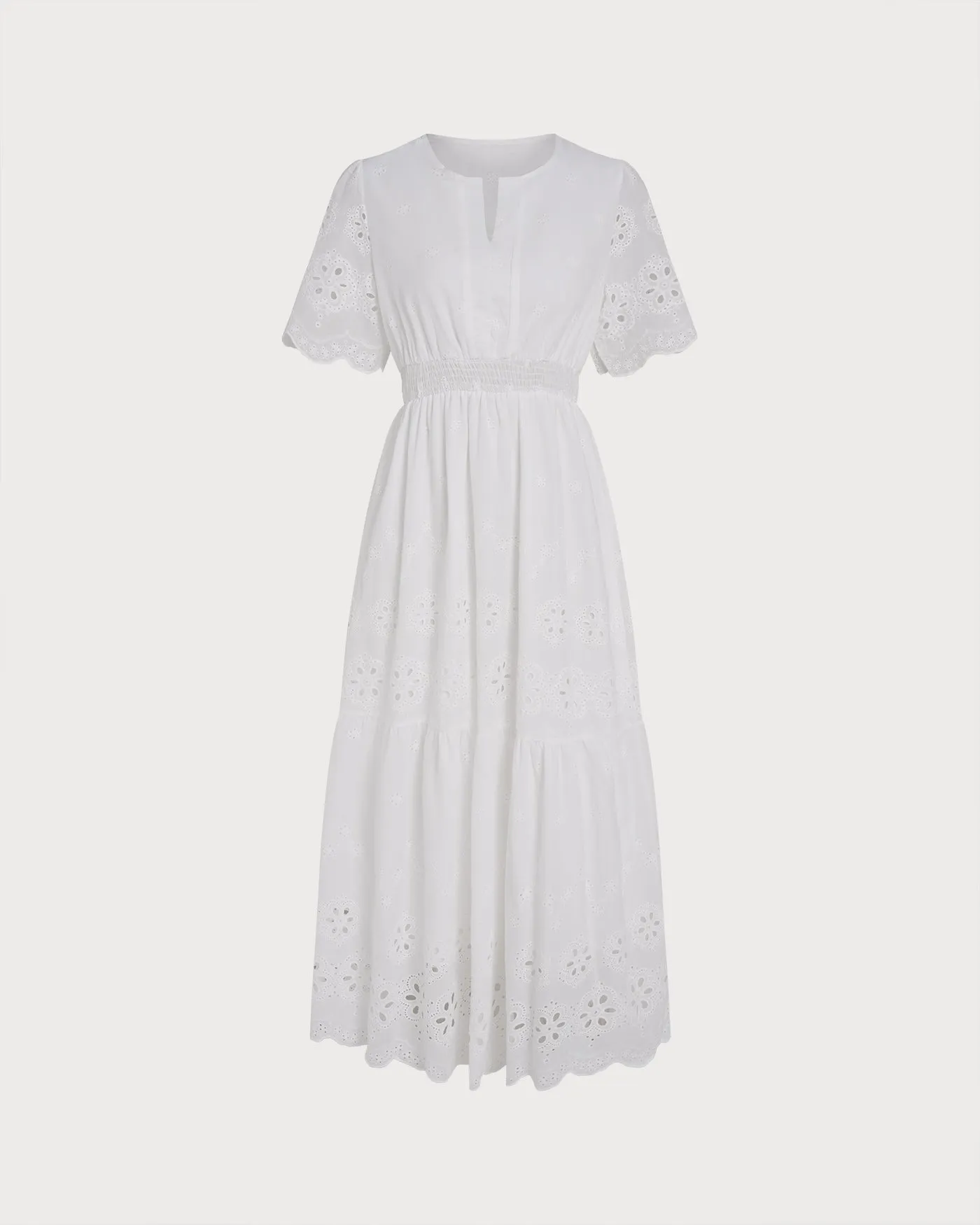 White V Neck Floral Maxi Dress sold by rihoas product image thumbnail 4