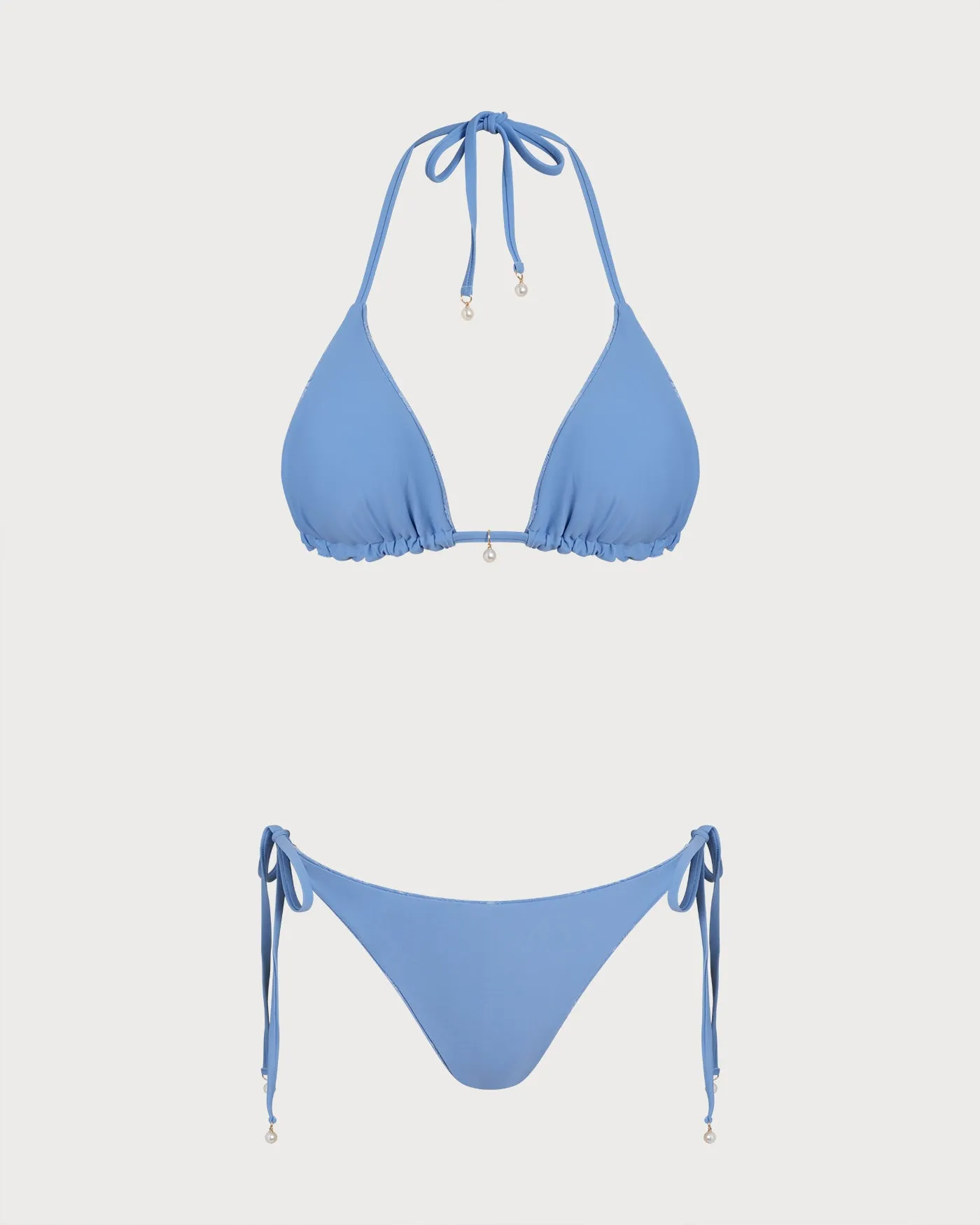 Blue Halter Triangle Reversible Bikini Set sold by rihoas product image thumbnail 5
