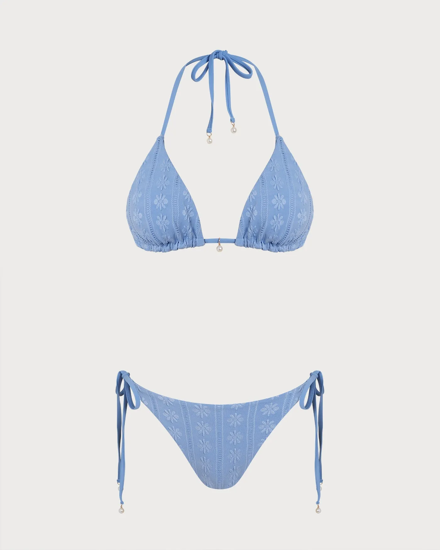 Blue Halter Triangle Reversible Bikini Set sold by rihoas product image thumbnail 3