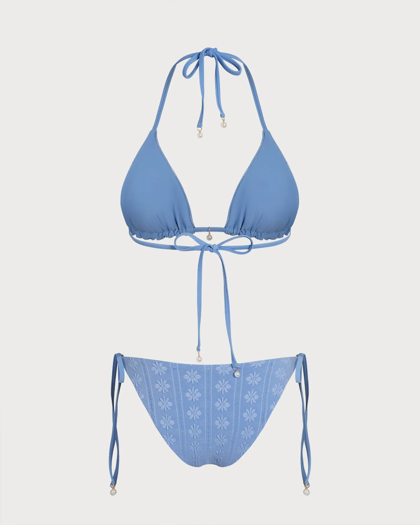 Blue Halter Triangle Reversible Bikini Set sold by rihoas product image thumbnail 4