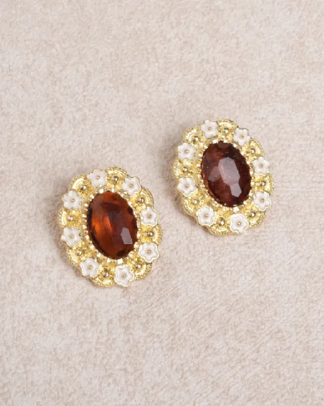 Brown Alloy Earrings sold by rihoas