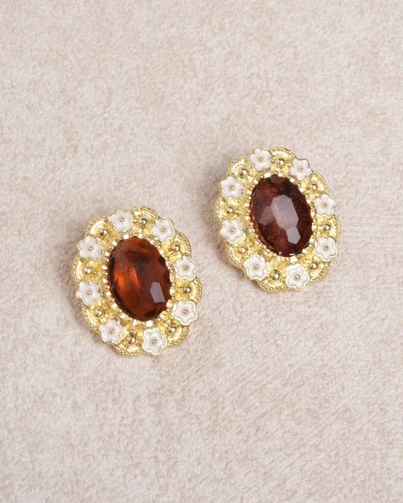 Brown Alloy Earrings sold by rihoas