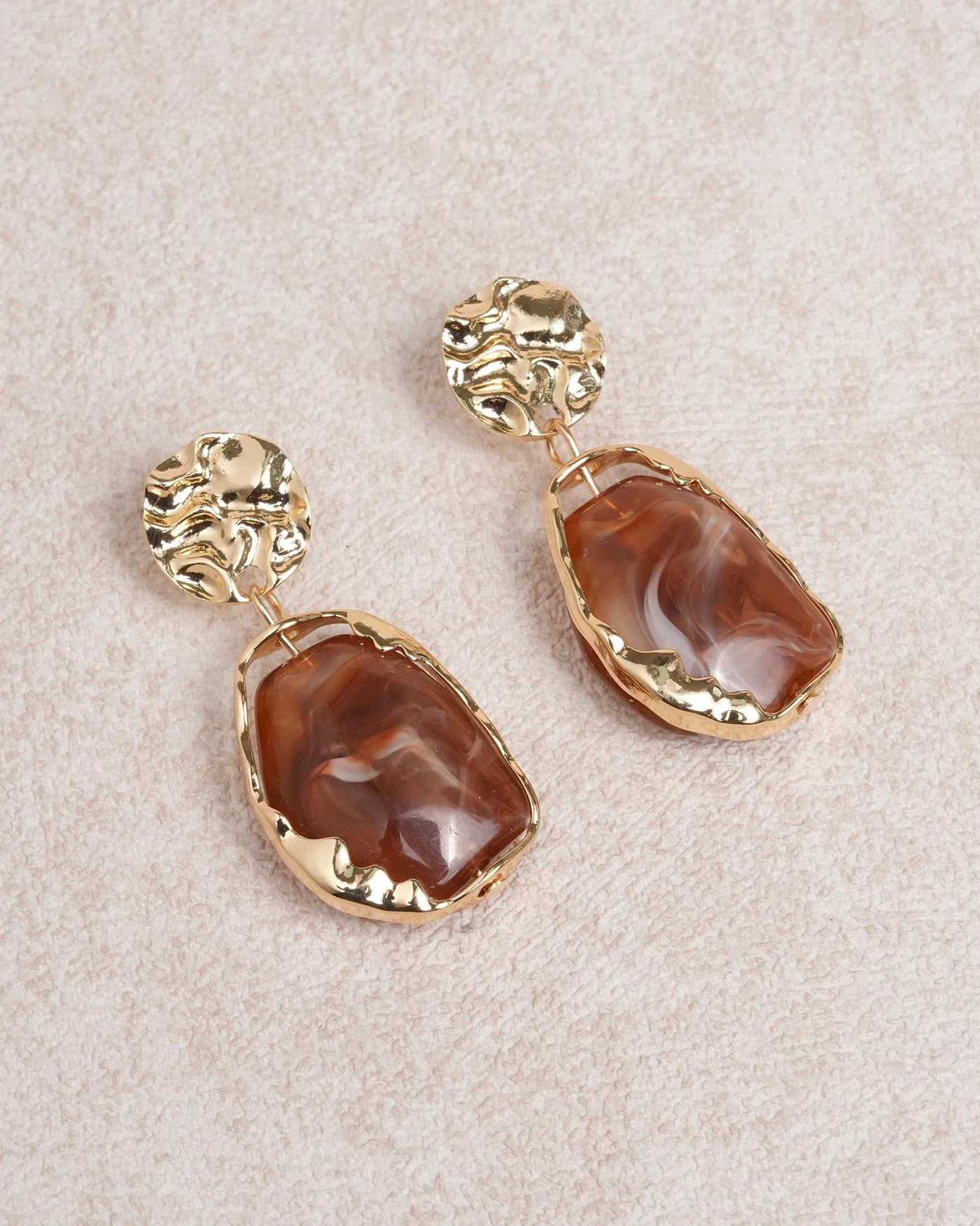 Brown Resin Geometric Earrings sold by rihoas