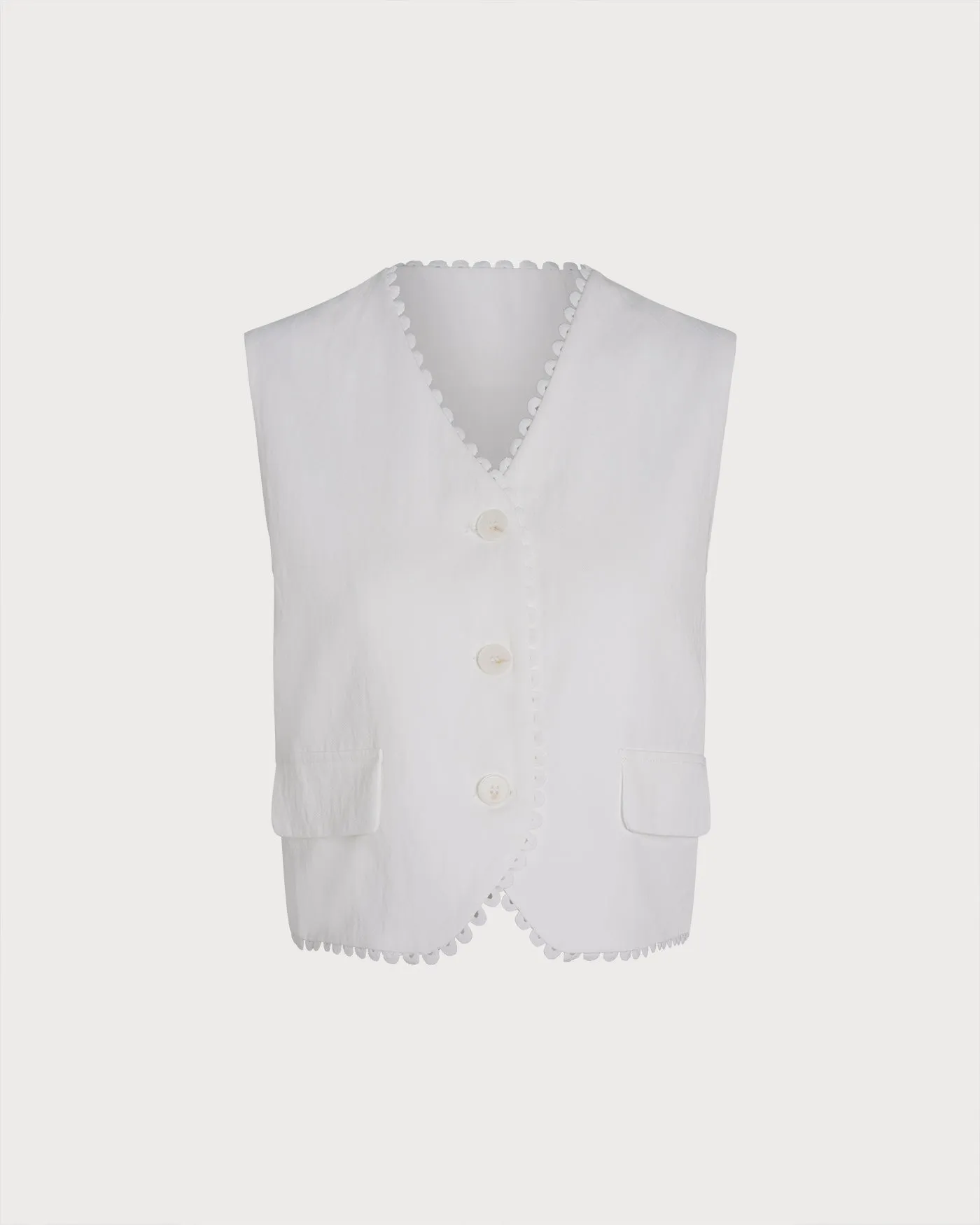 White V Neck Single Breasted Vest sold by rihoas product image thumbnail 5