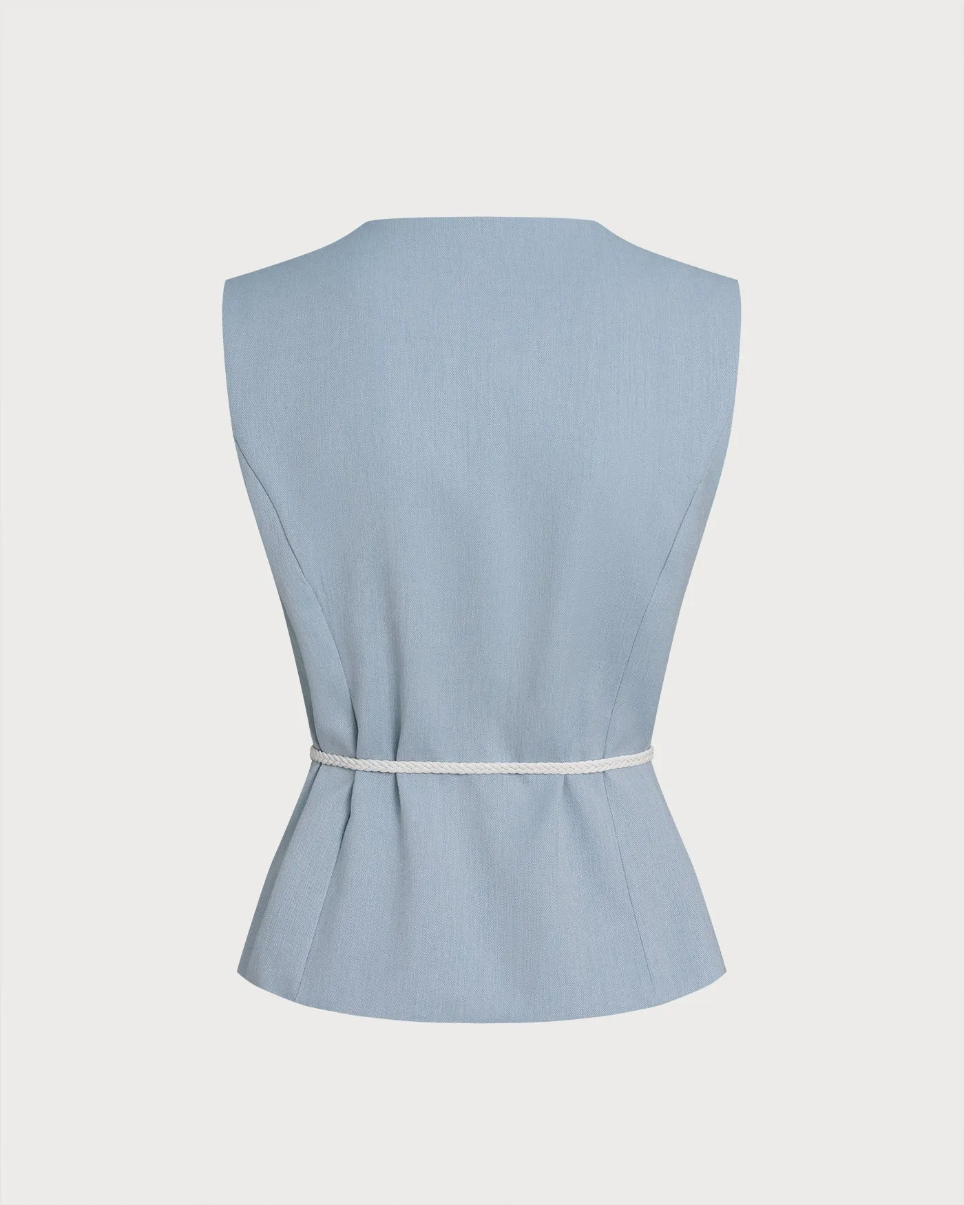 Blue Single Breasted Belt Vest sold by rihoas product image thumbnail 2