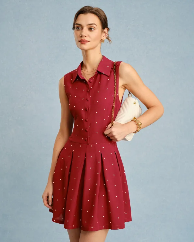 Red Collar Polka Dot Mini Dress made by rihoas