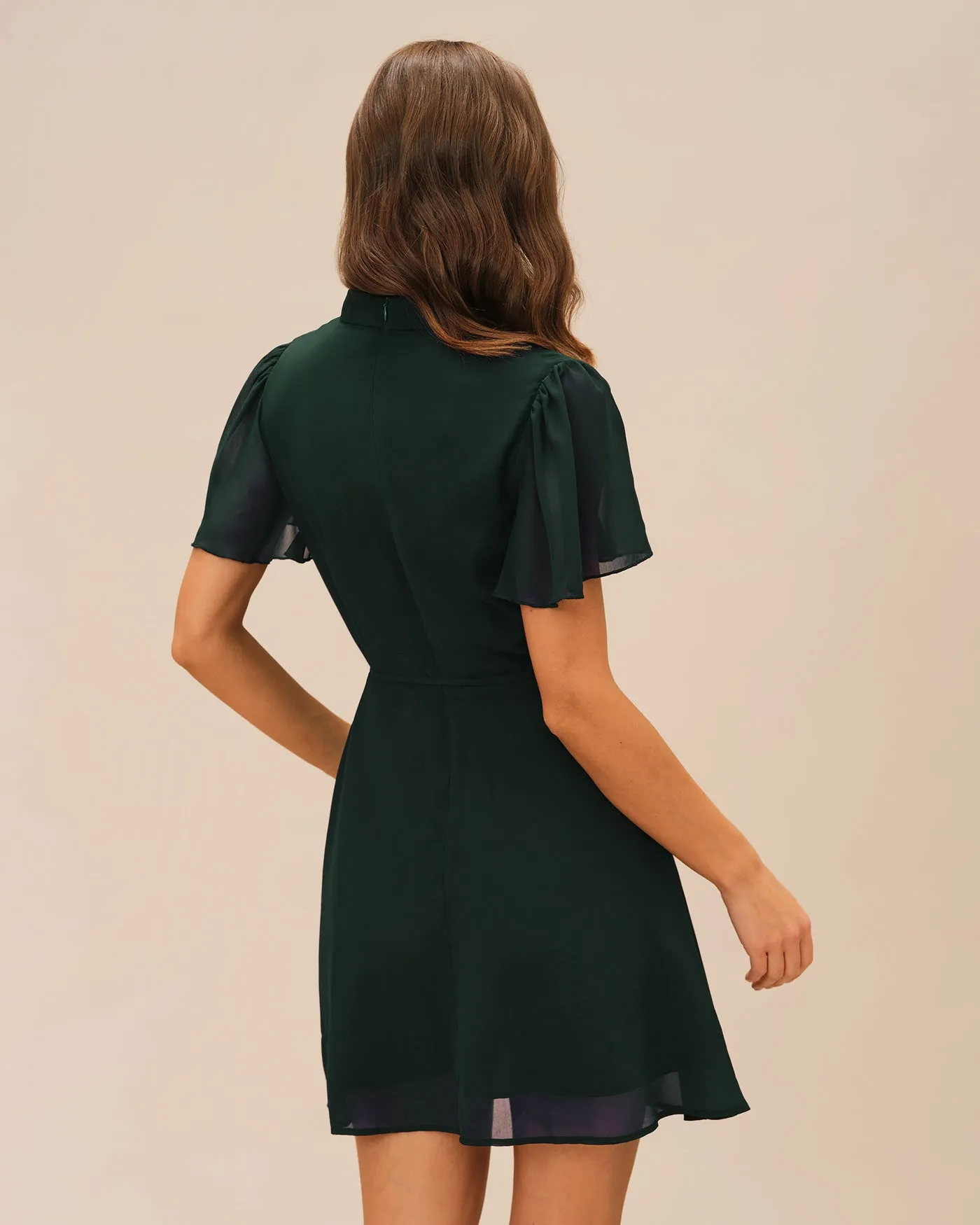 Green Turtle Butterfly Sleeve Mini Dress sold by rihoas product image thumbnail 4